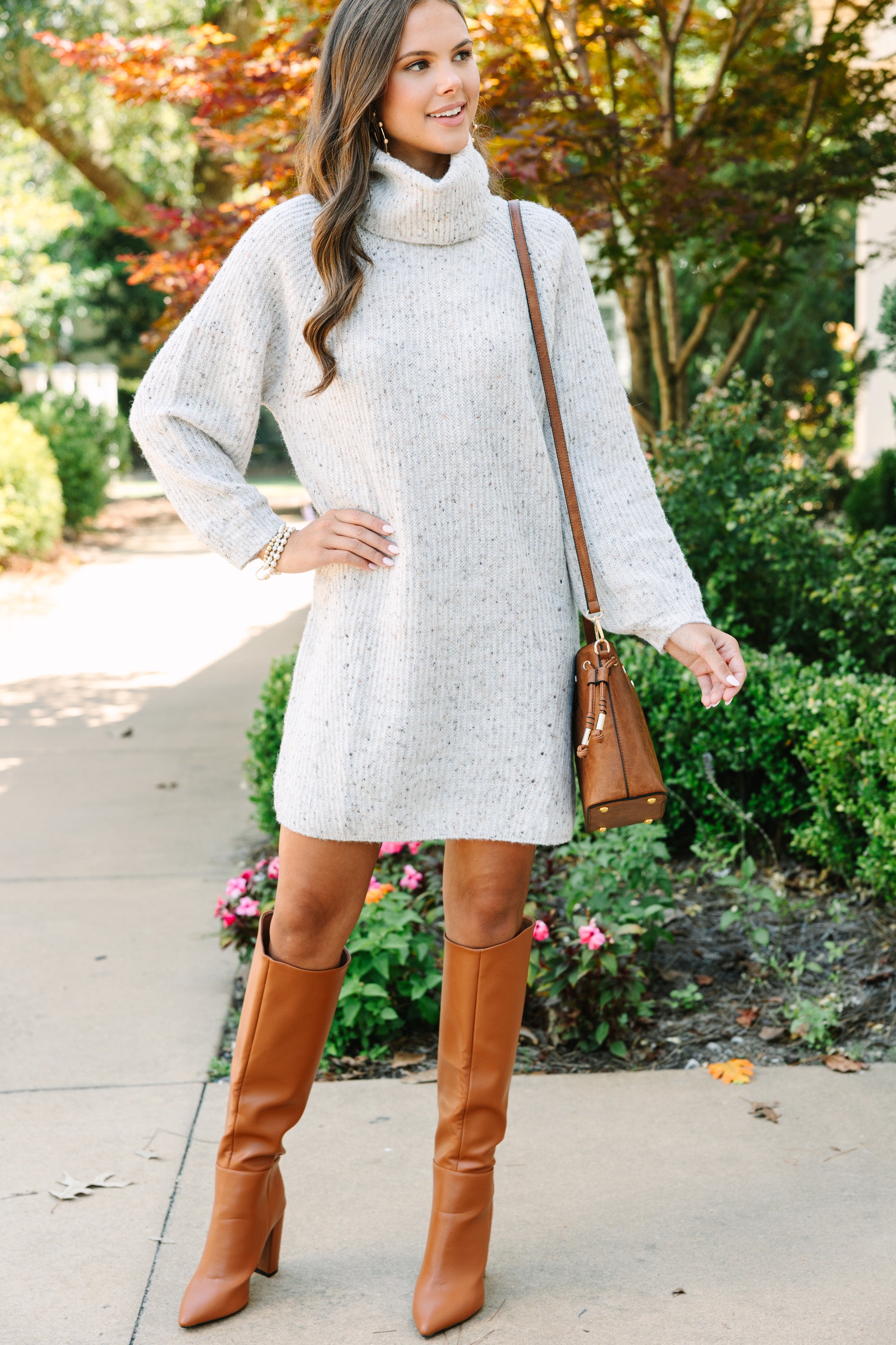 Feeling It Ivory White Turtleneck Sweater Dress - Cozy and Stylish