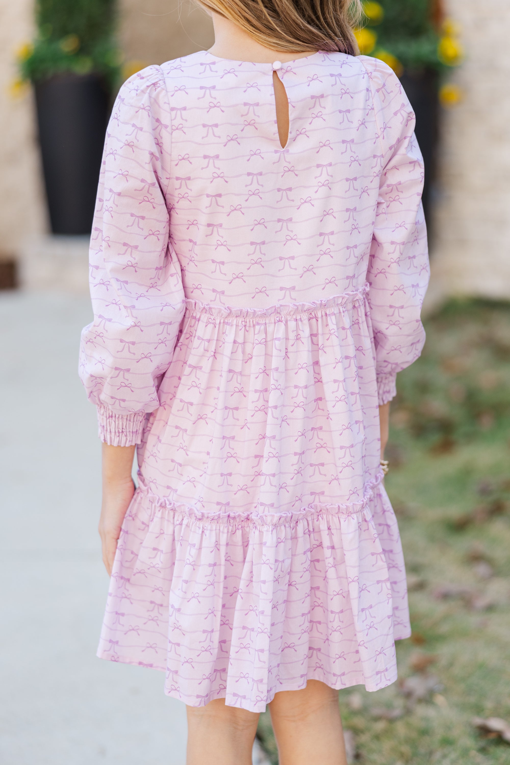 Girls' Lavender Bow Print Dress: A Must - Have for Special Days