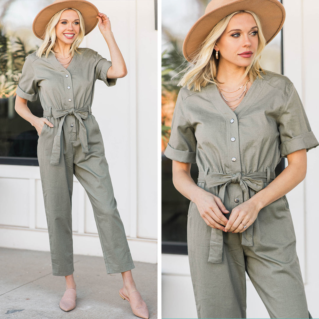 Fabulous Olive Green Utility Jumpsuit - Spring Essential