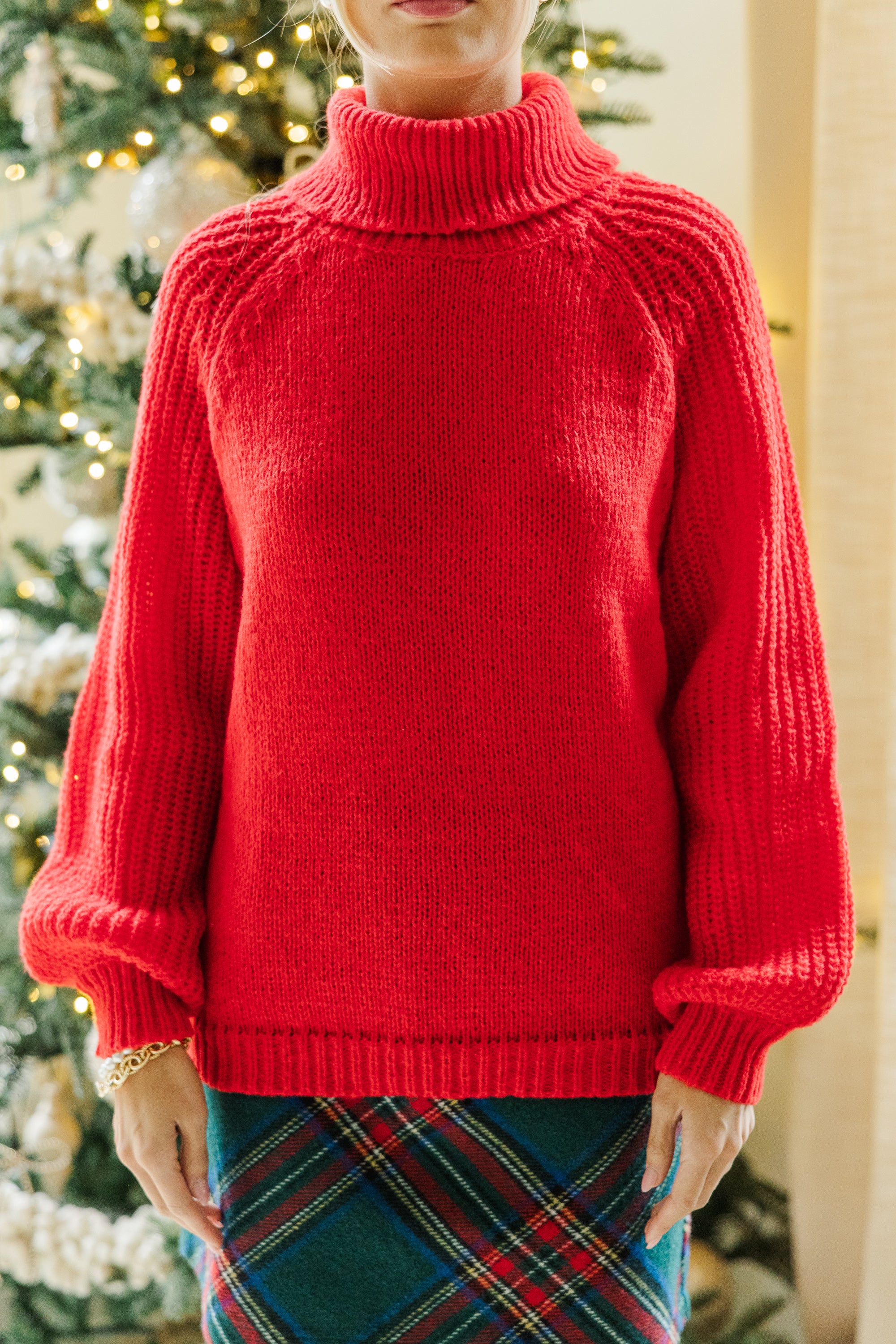 Be Present Red Turtleneck Sweater - Your Cozy Holiday Essential