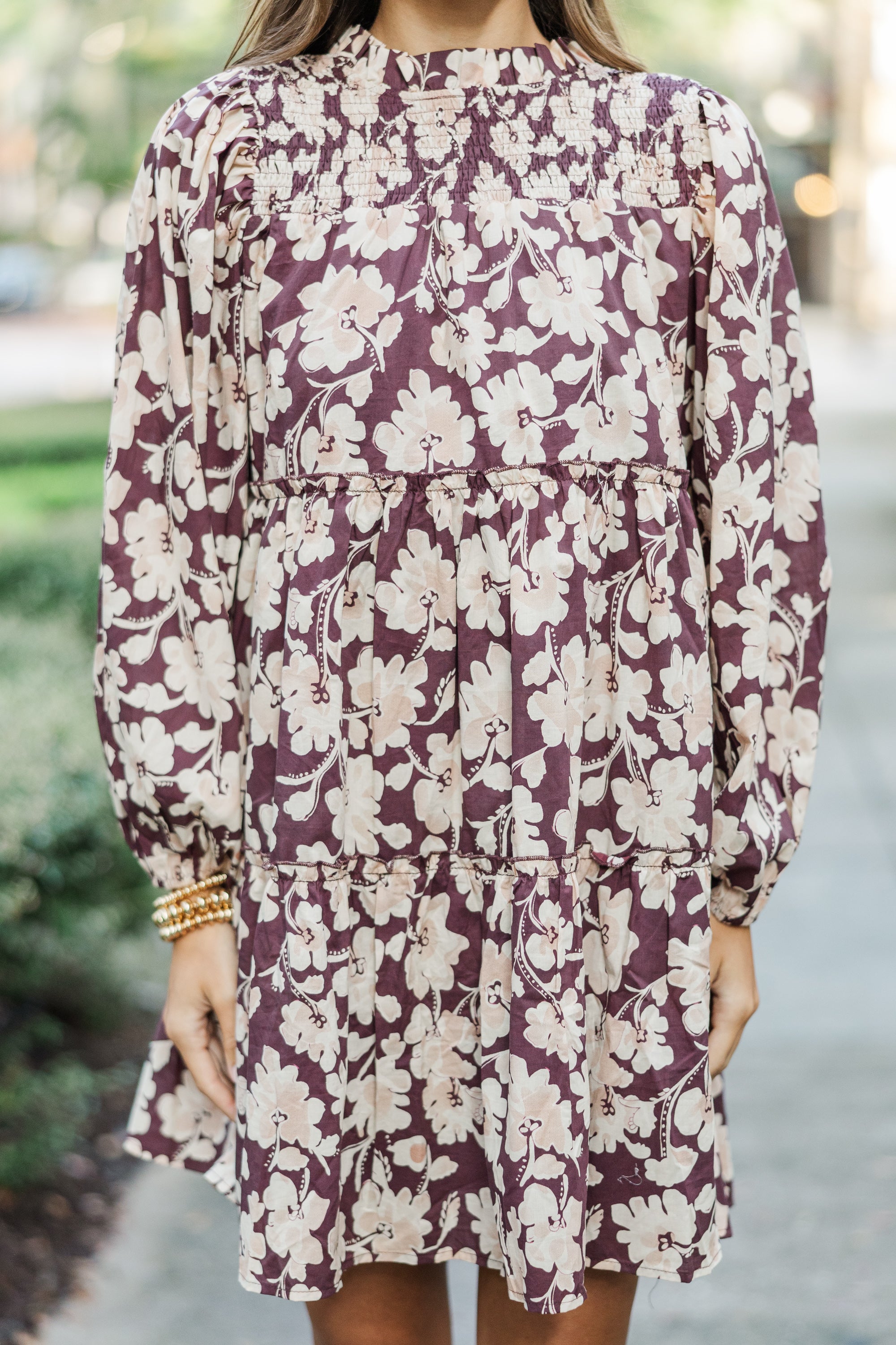 Gorgeous Brown Floral Babydoll Dress - Be Your Best!