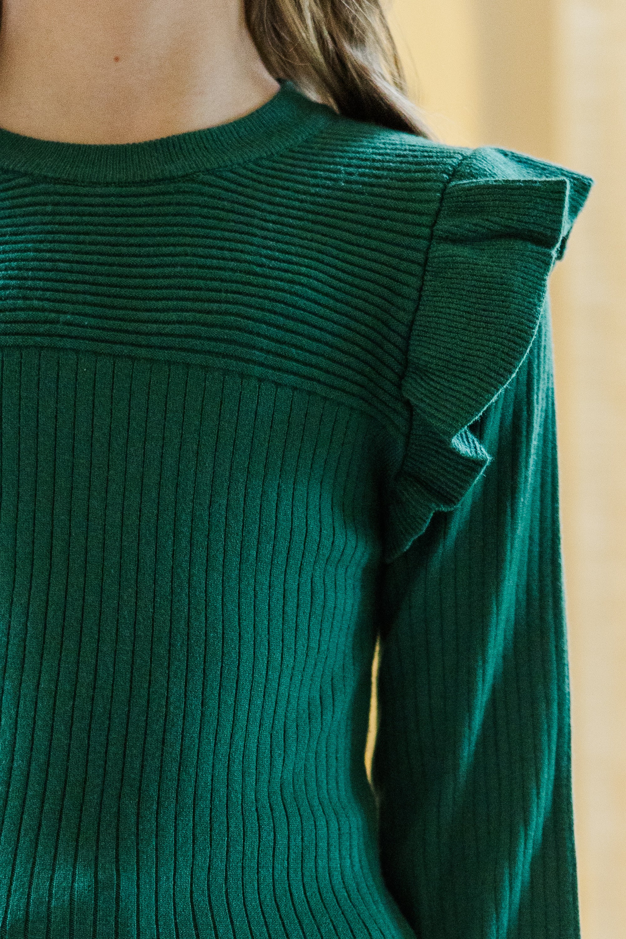 Girls' Stunning Emerald Green Ruffled Sweater - Reach Out Now!