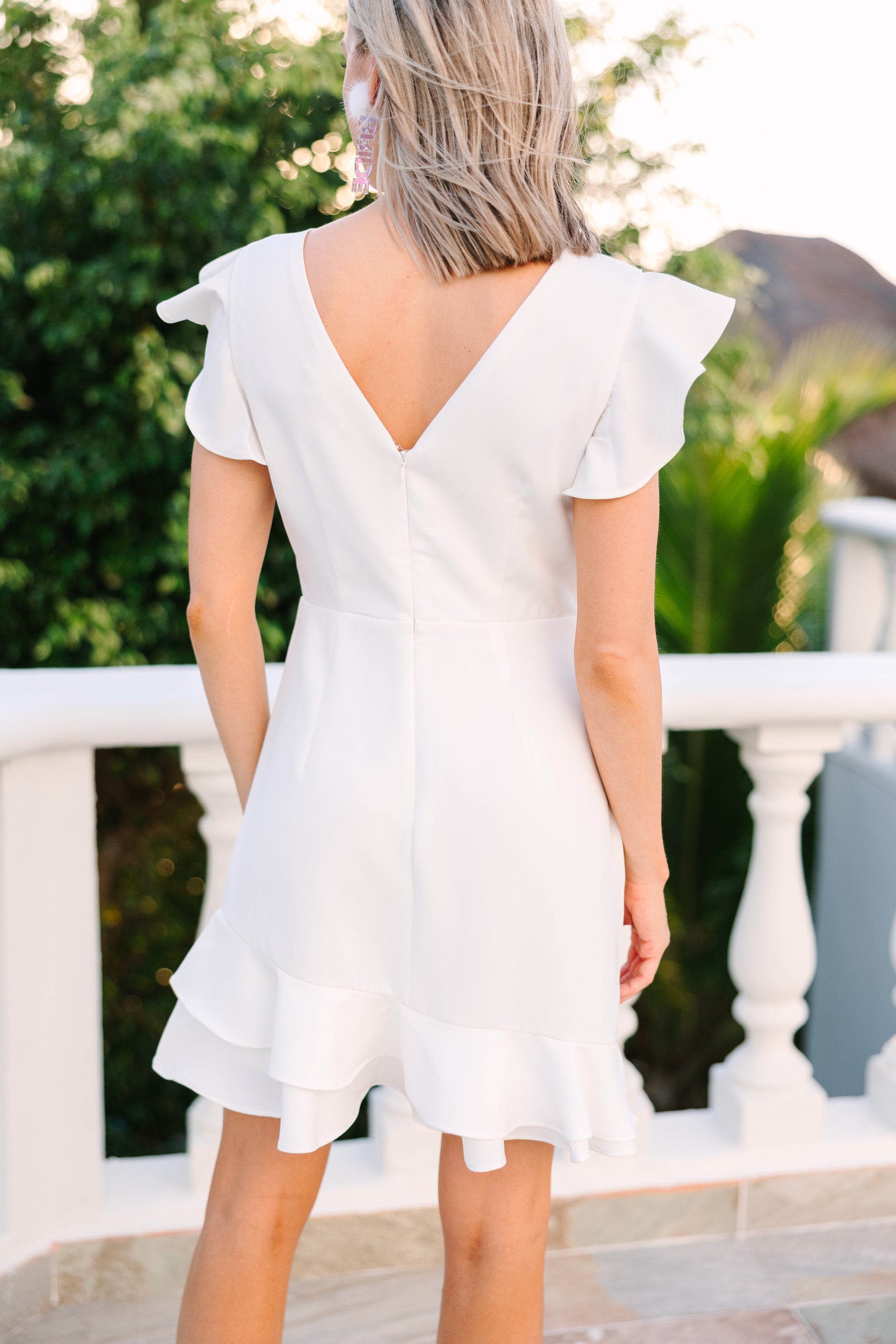 Charming Everywhere White Ruffled Dress