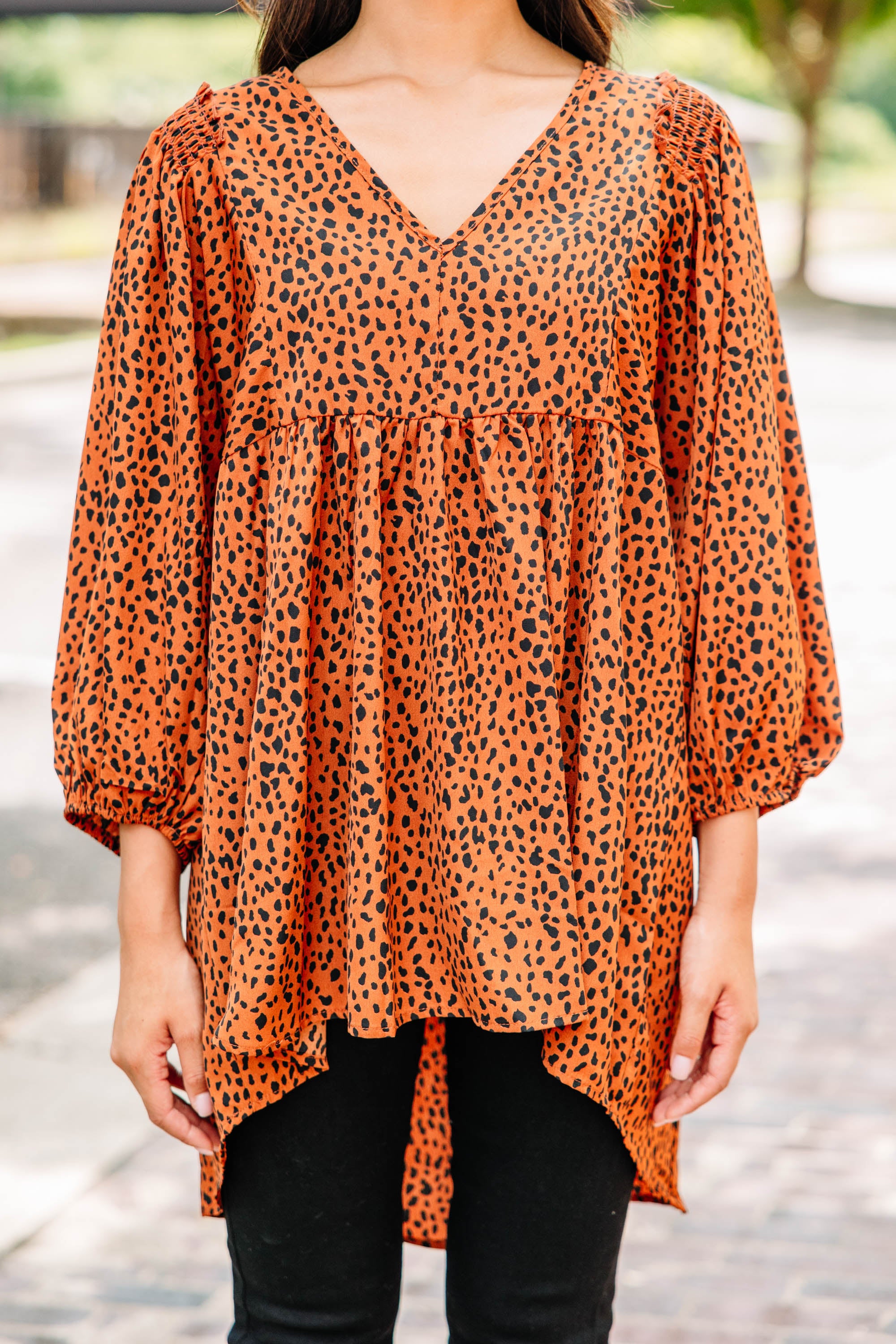 Wildly Stylish Cinnamon Brown Spotted Tunic