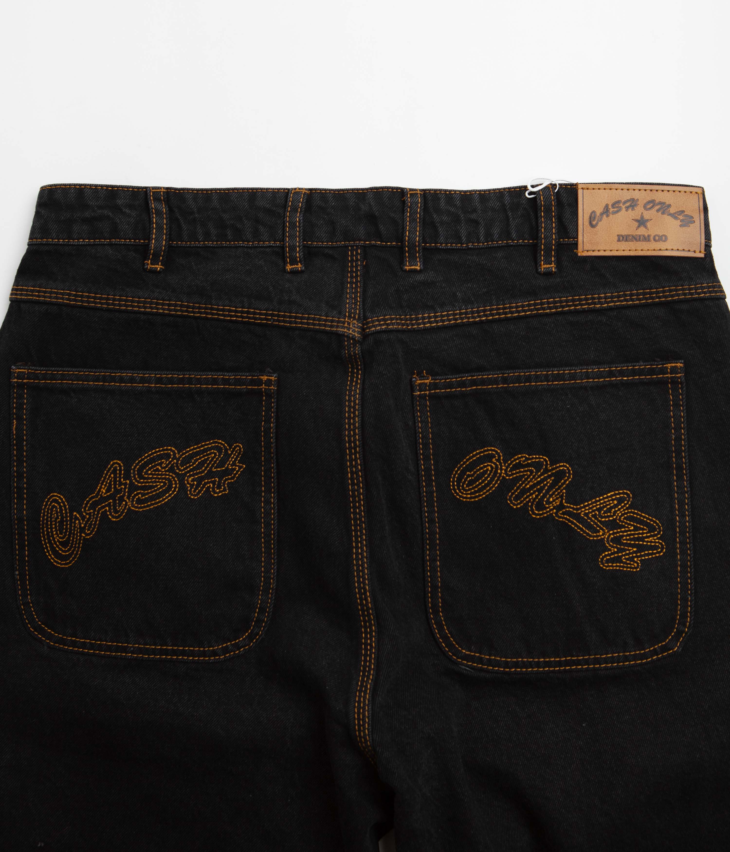 Cash Only Washed Black Logo Baggy Jeans - Urban Style Essential