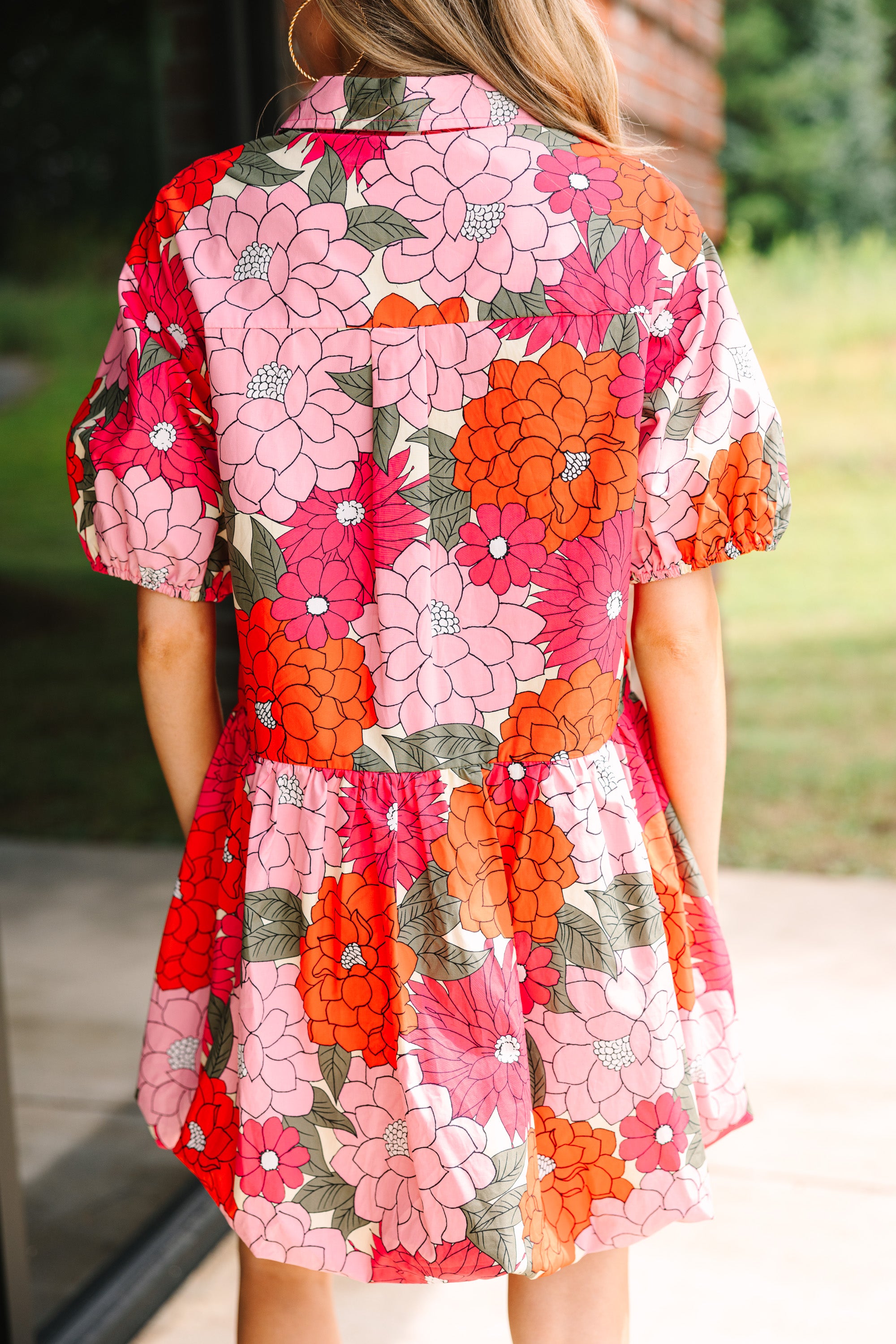Back To Good Coral Orange Floral Bubble Dress - A Summer Must-Have!