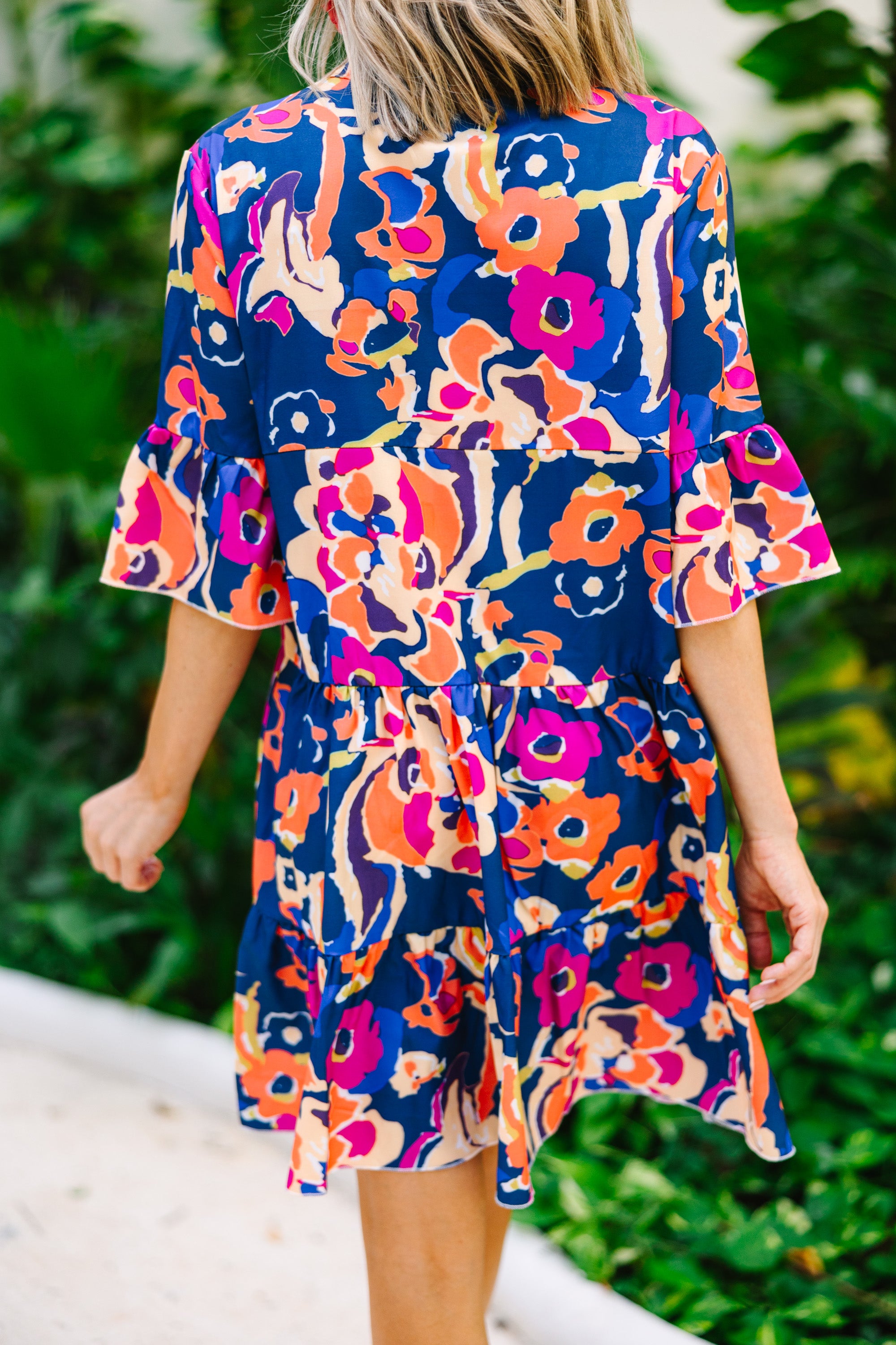 Enchanting Navy Blue Floral Love Dress