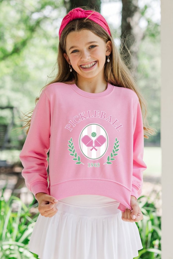 Girls' Pickleball Club Bubblegum Pink Graphic Sweatshirt - A Must - Have!