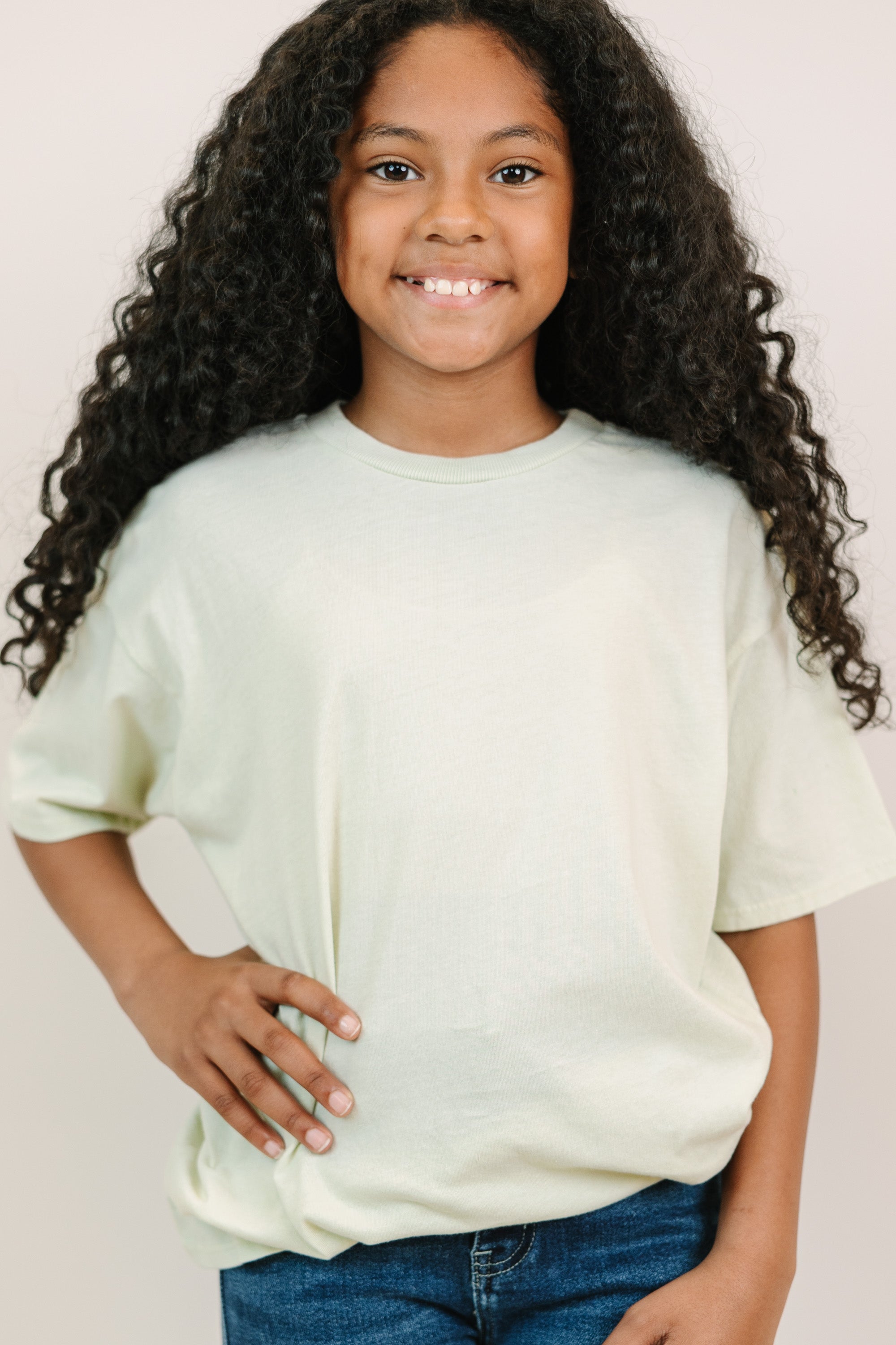 Gorgeous Girls' Sage Green Oversized Tee - Grab Yours Now!