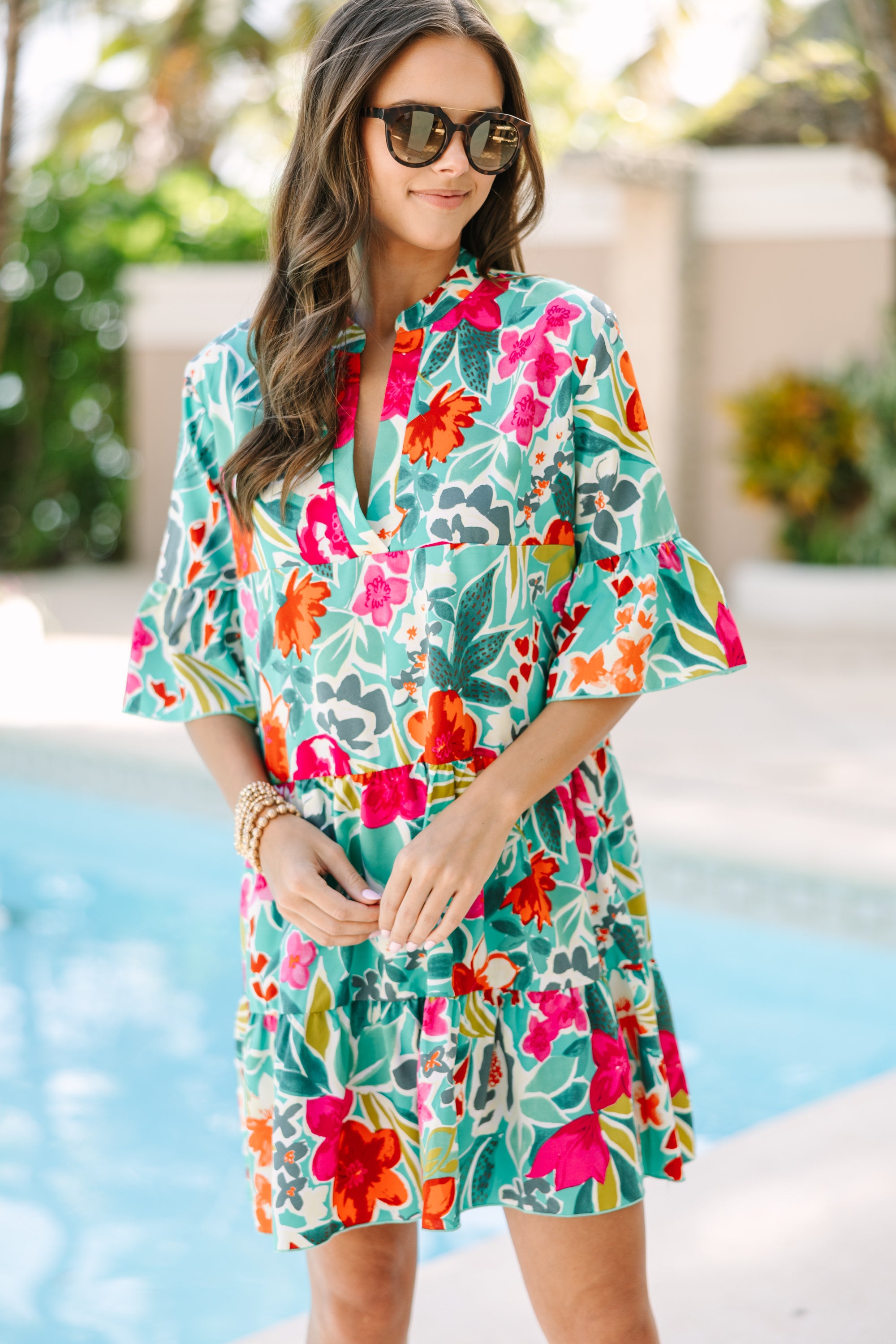 Enchanting Love - Jade Green Floral Dress