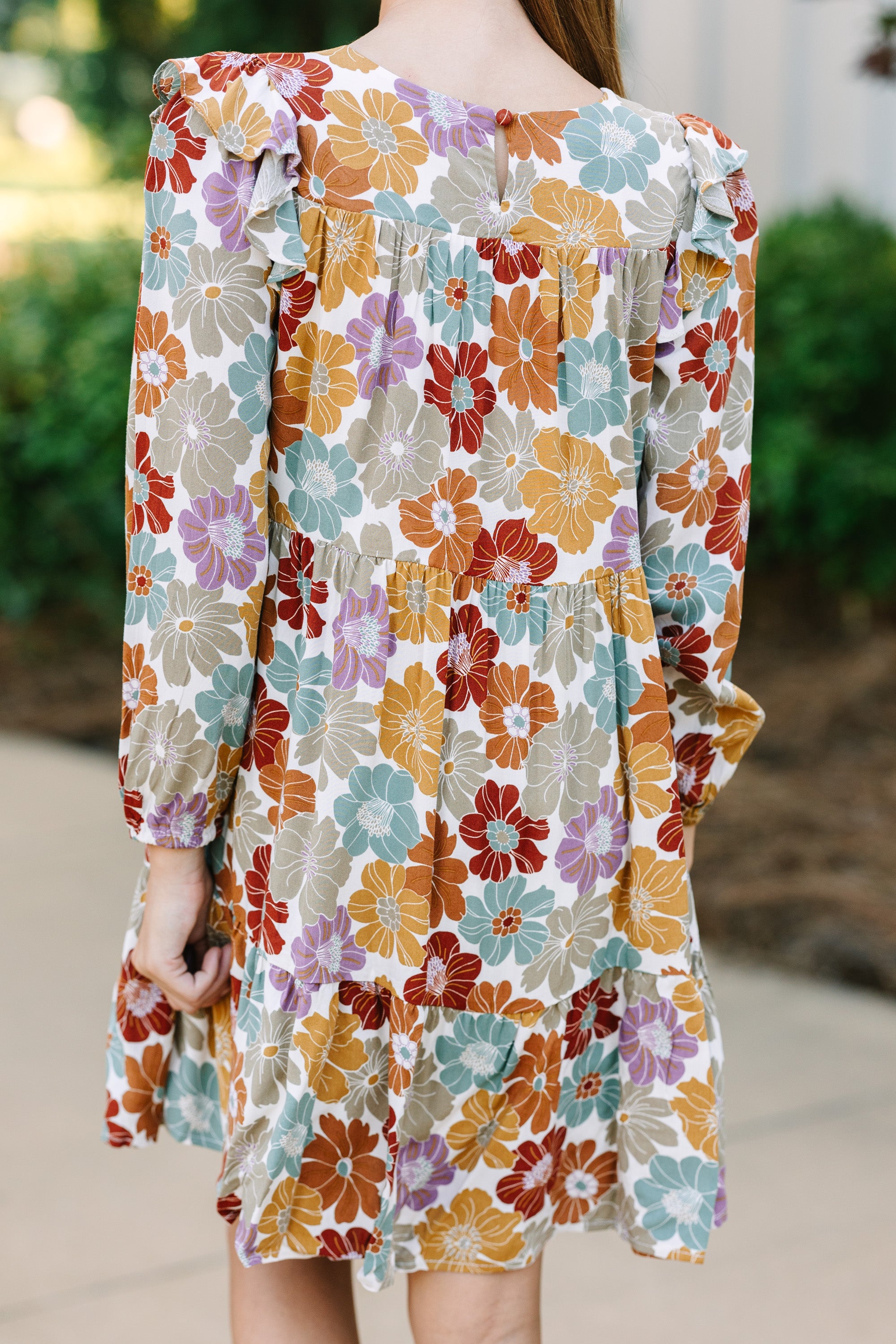 Gorgeous Mustard Yellow Floral Dress for Girls' Fall Outings