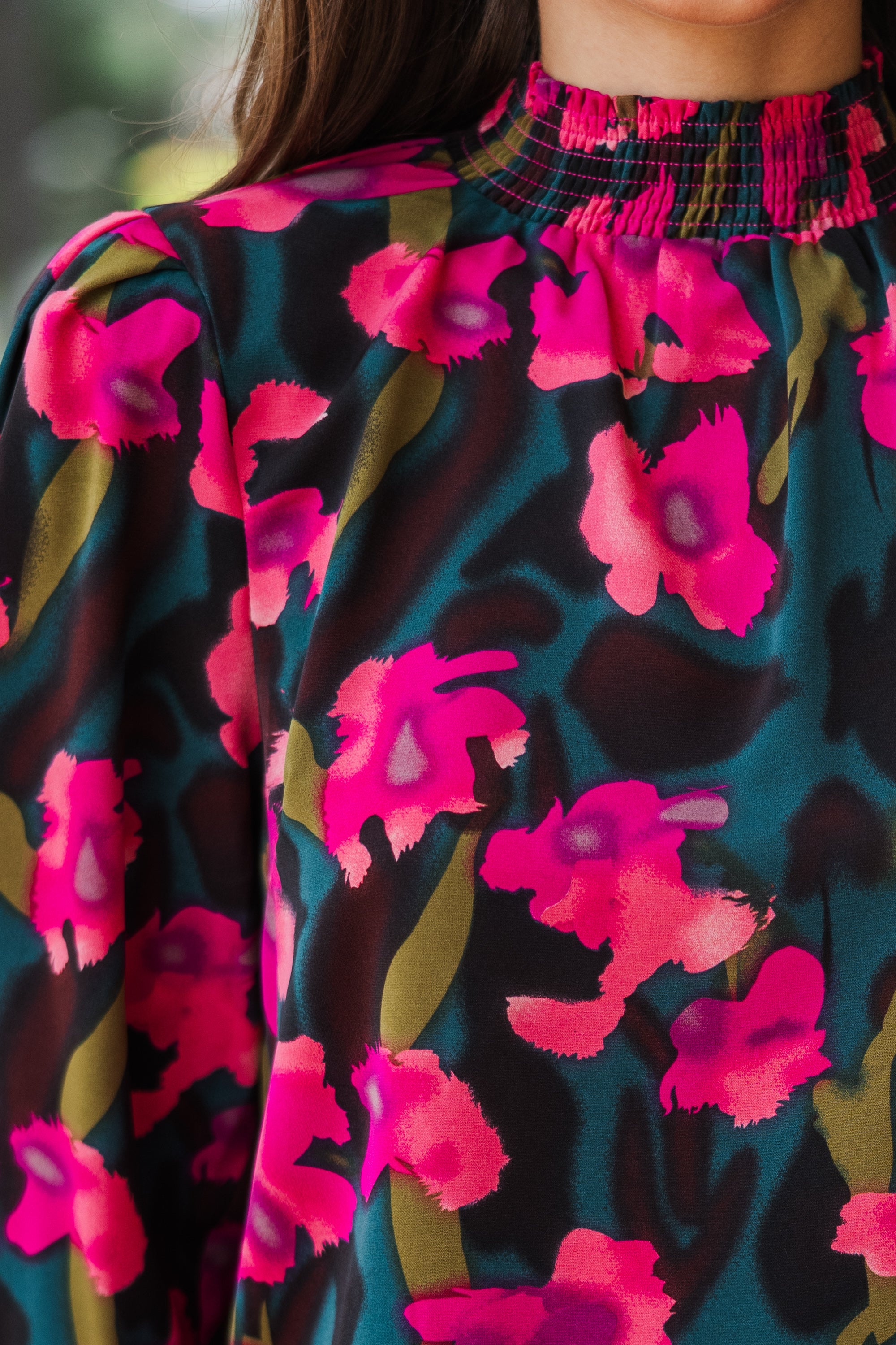 Stunning Teal Floral Blouse - All You Need for Fall!