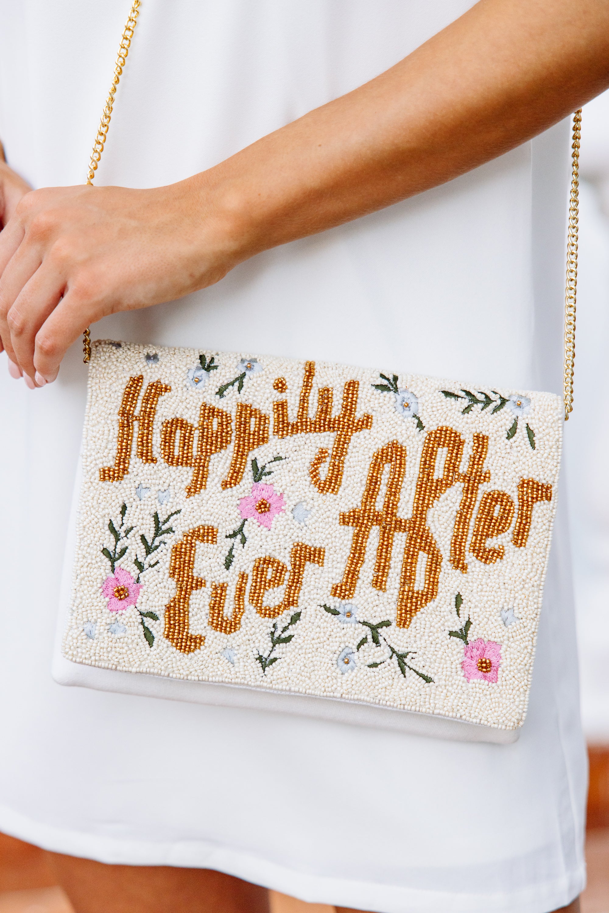 Enchanting White Beaded Clutch - Your Happily Ever After Accessory