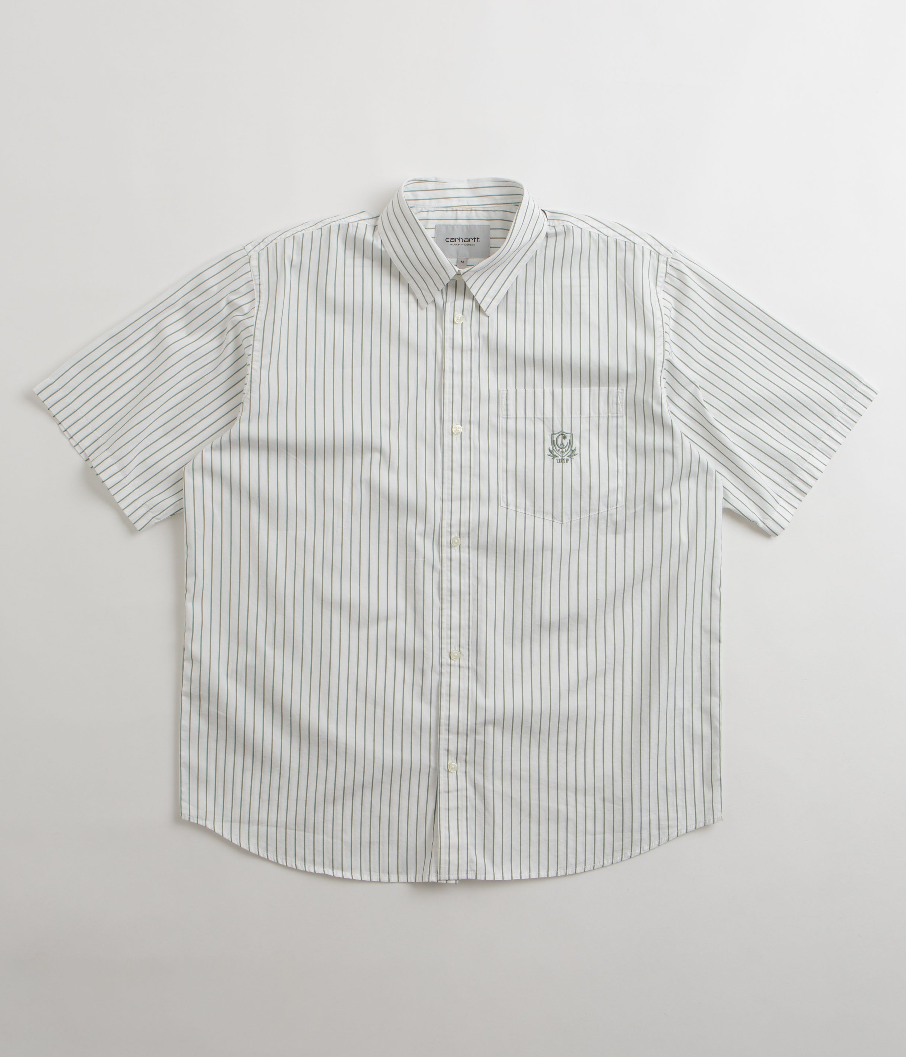 Carhartt Linus Stripe Poplin Short Sleeve Shirt - Park/White: A Must - Have for Style Lovers