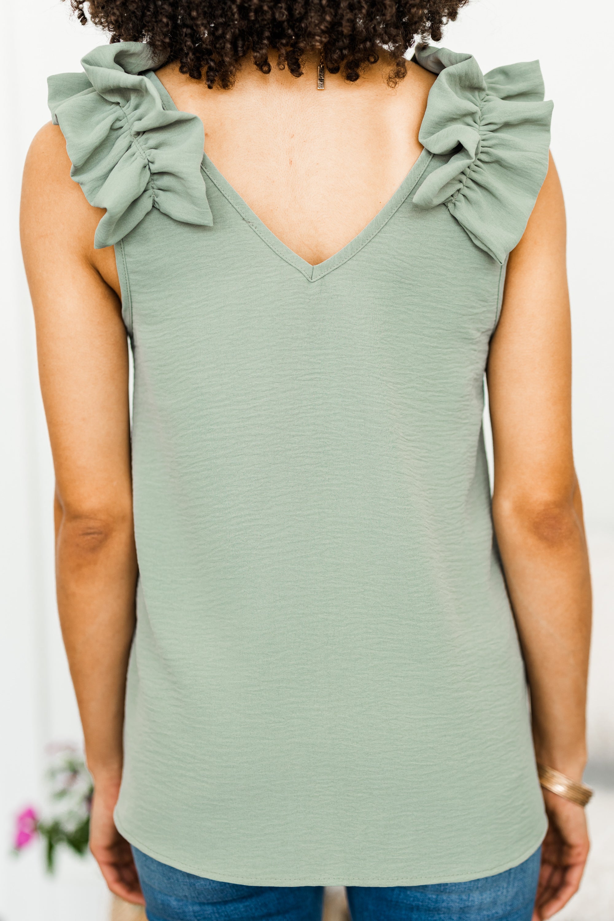 Joyful Happy Days Sage Green Ruffled Tank - Your Must - Have Fashion Piece