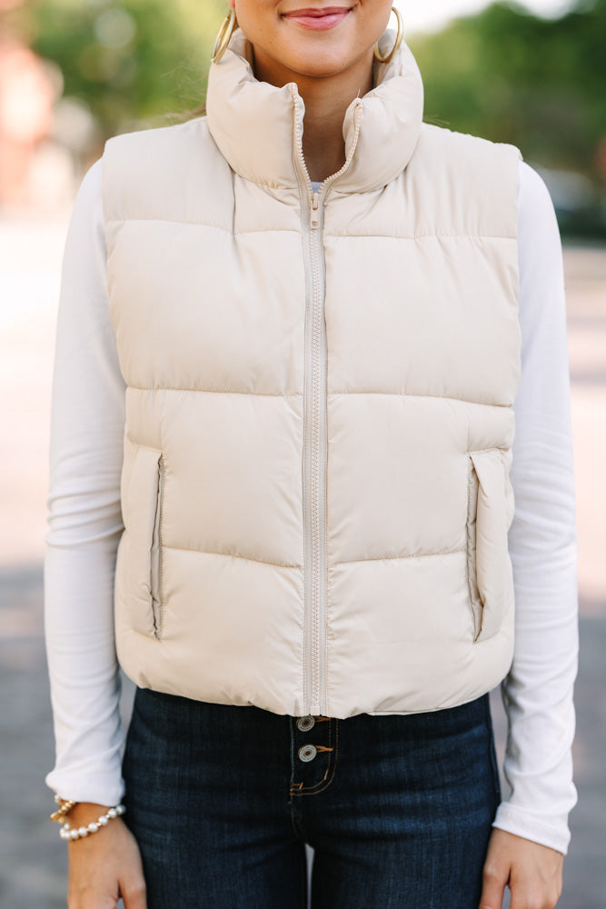 Charming Eyes On You Taupe Brown Puffer Vest - A Must - Have for Fall and Winter