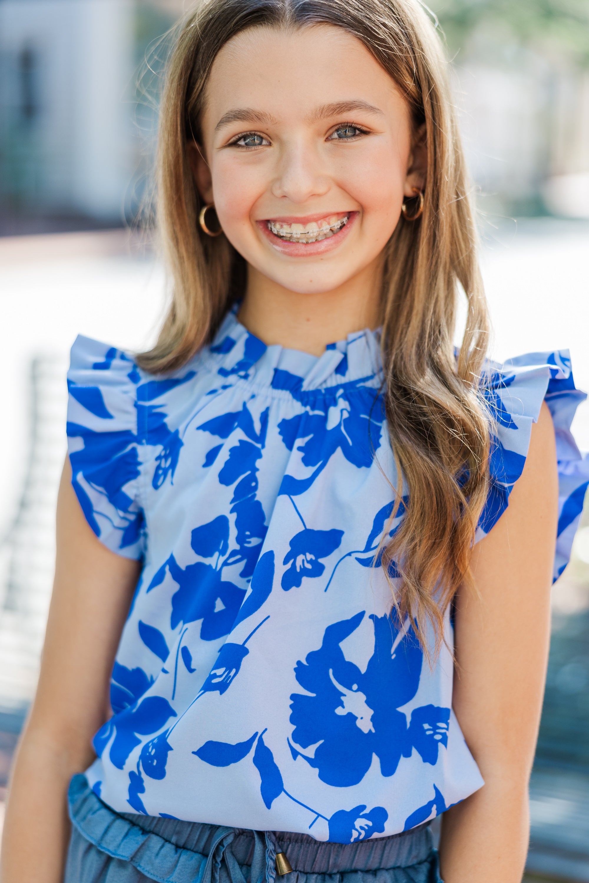 Girls: Unleash Her Style with Blue Floral Tank