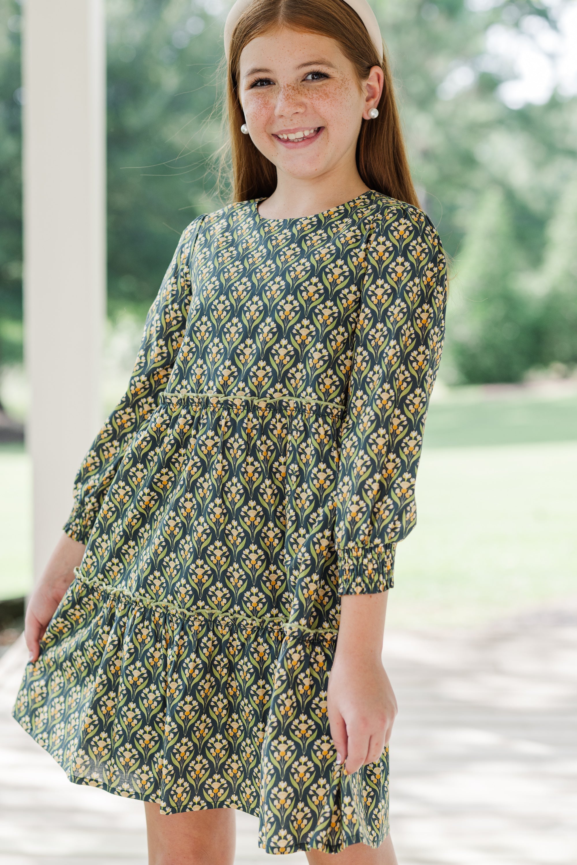 Gorgeous Girls' Navy Blue Medallion Print Dress - A Must - Have!