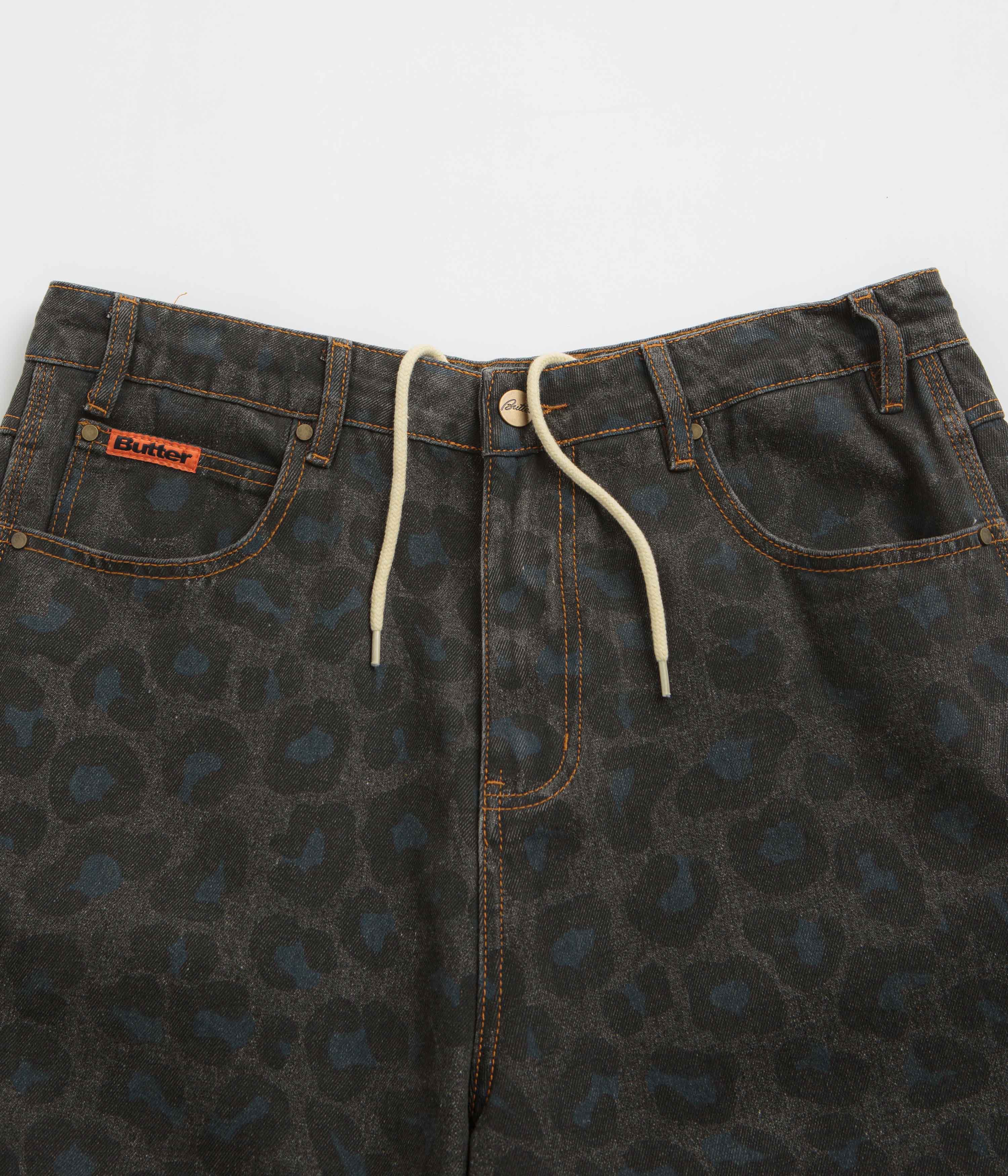 Butter Goods Black Leopard Print Denim Shorts - Irresistible Style!