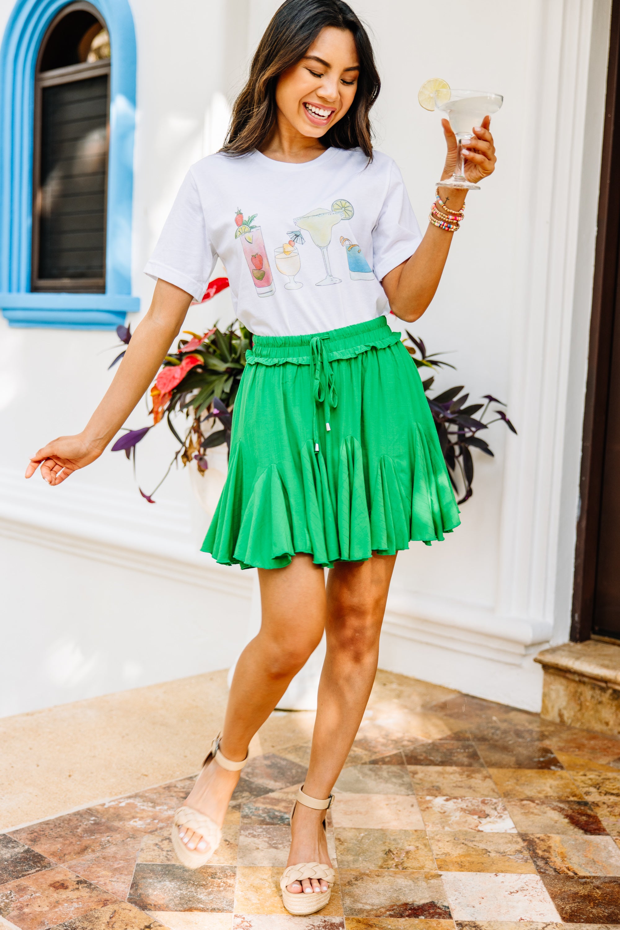 Joyful Happy Hour White Graphic Tee