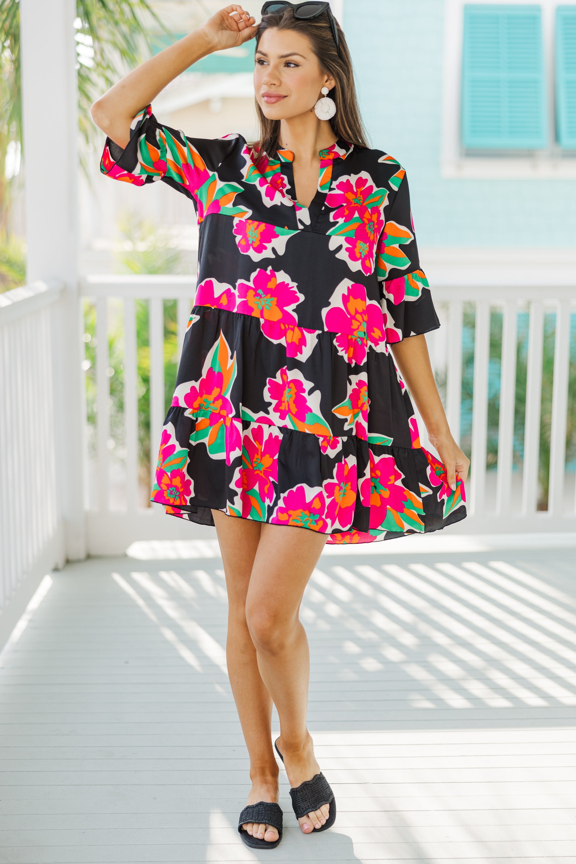 Enchanting Love-Inspired Black Floral Dress
