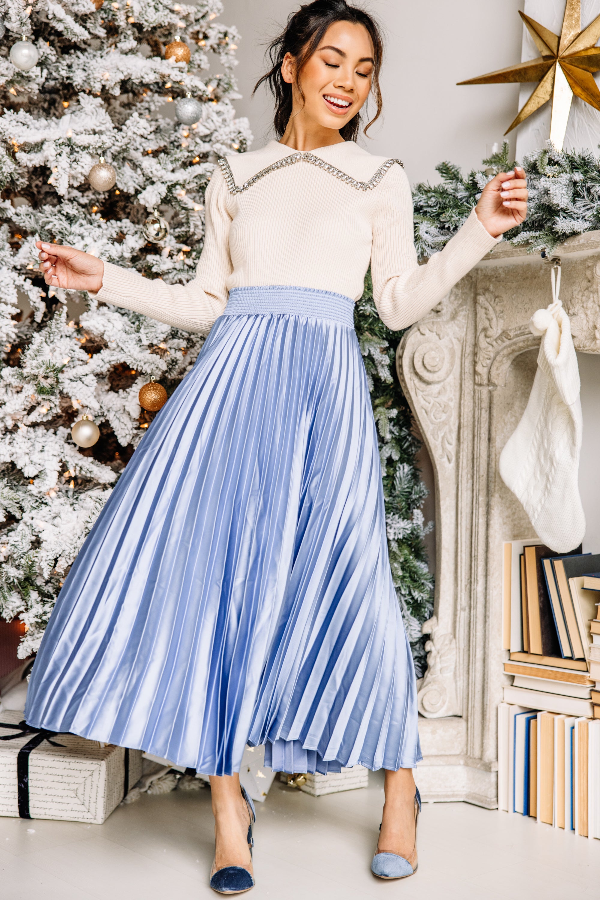 Gorgeous and Festive Beige Embellished Sweater - A Must - Have!