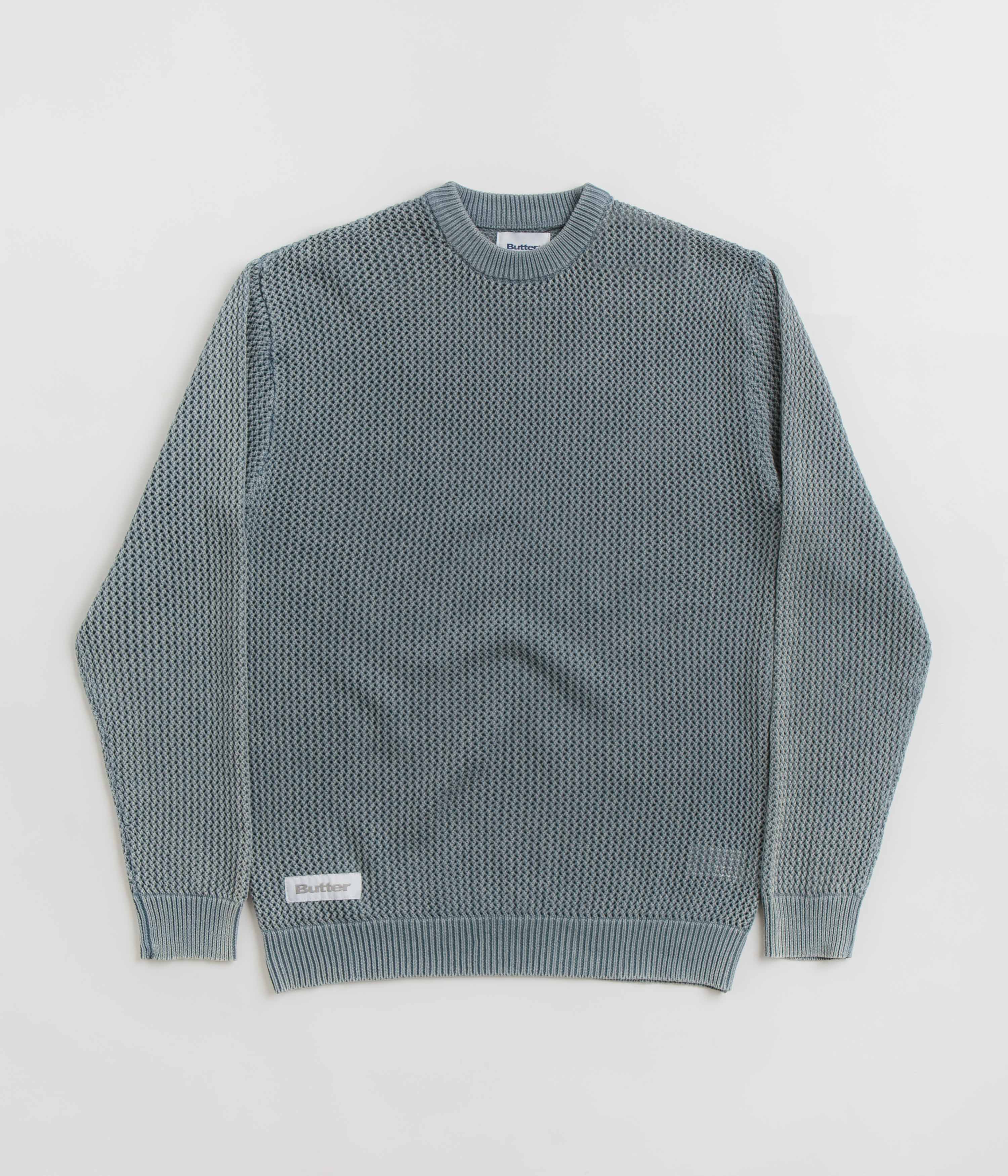 Butter Goods Stylish Washed Navy Knitted Sweatshirt - A Must-Have!