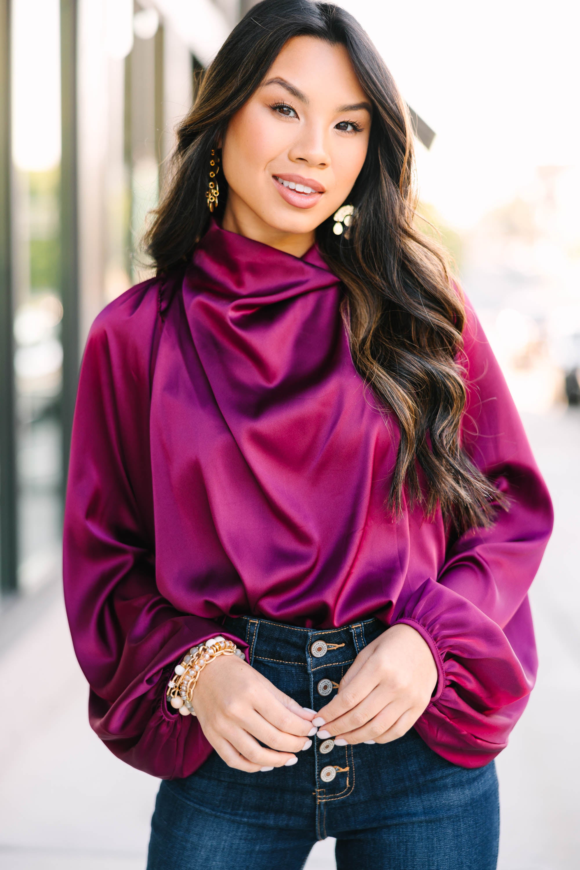 Sangria Red Satin Blouse: Embrace the Joy!