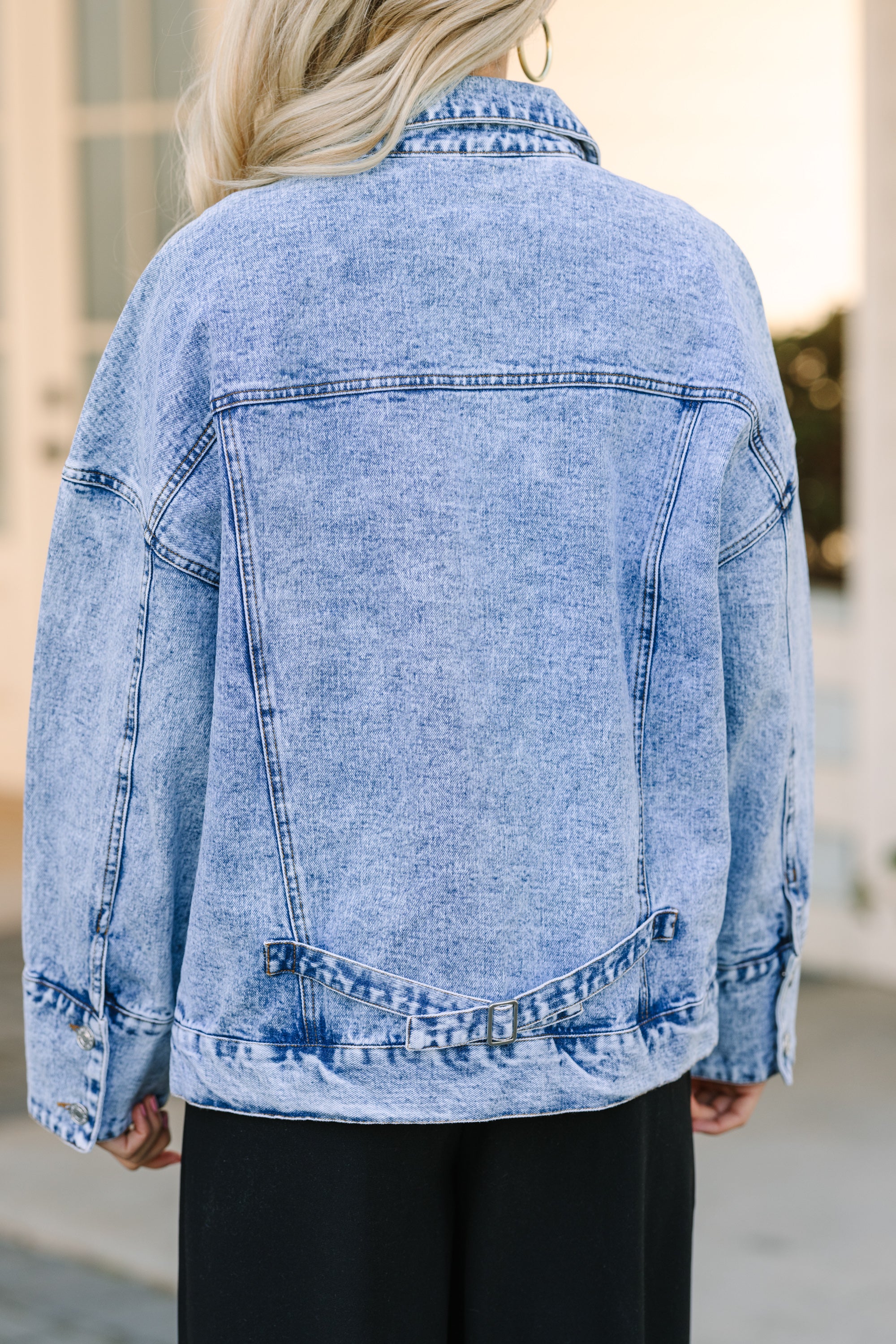 Trendy Back To You Medium Wash Acid Wash Denim Jacket