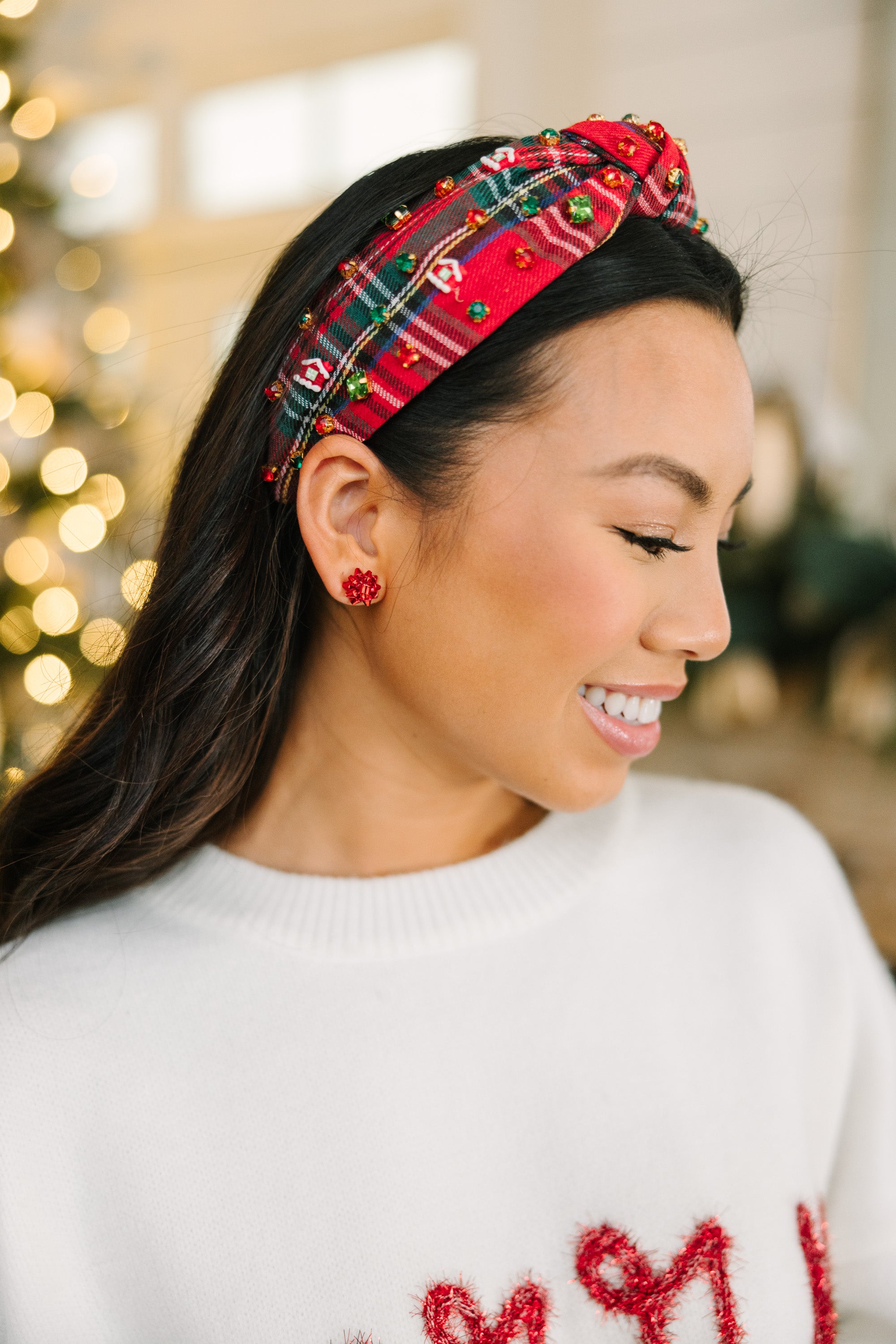 Gorgeous All Is Bright Red Gift Bow Earrings