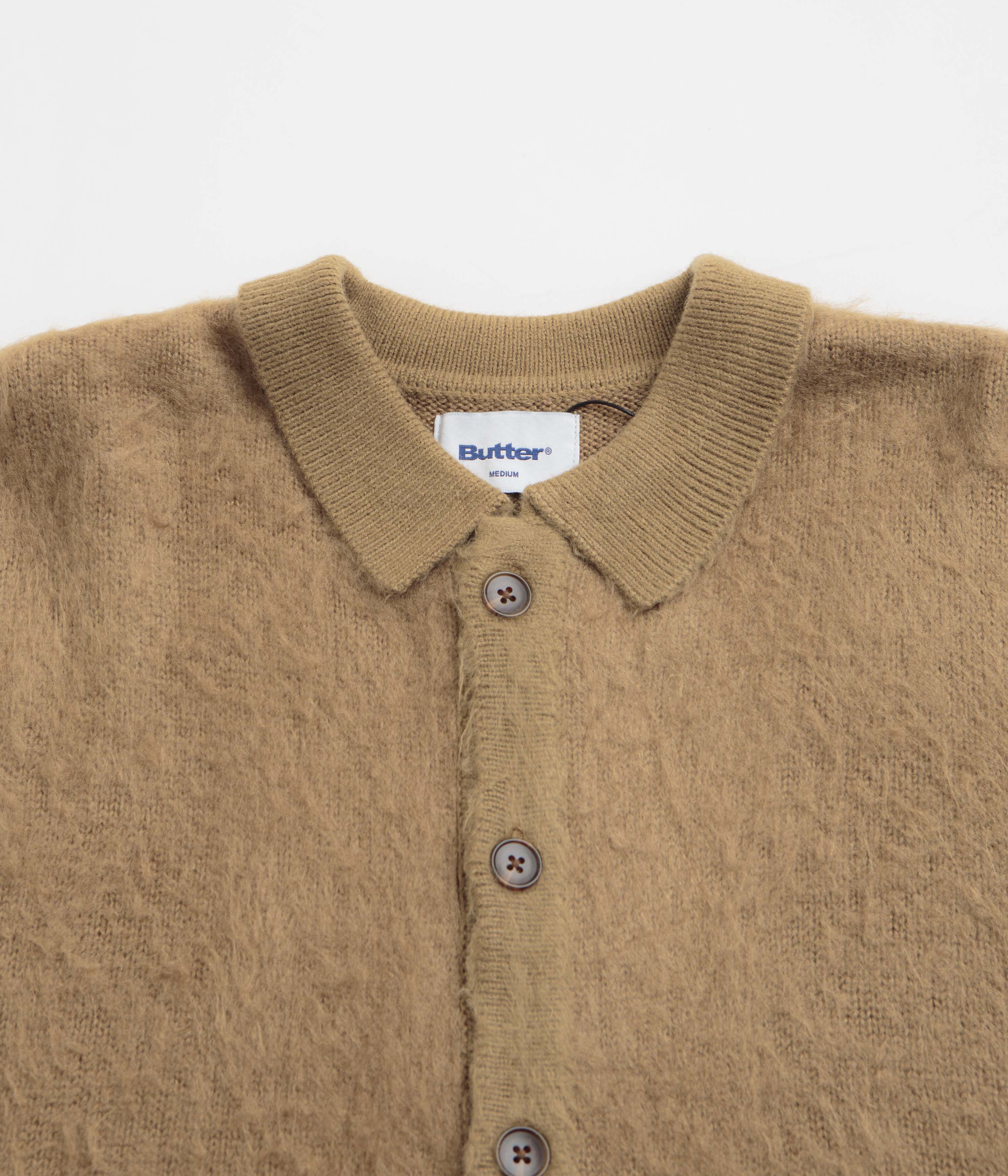 Butter Goods Stunning Tan Mohair Button - Up Knitted Shirt