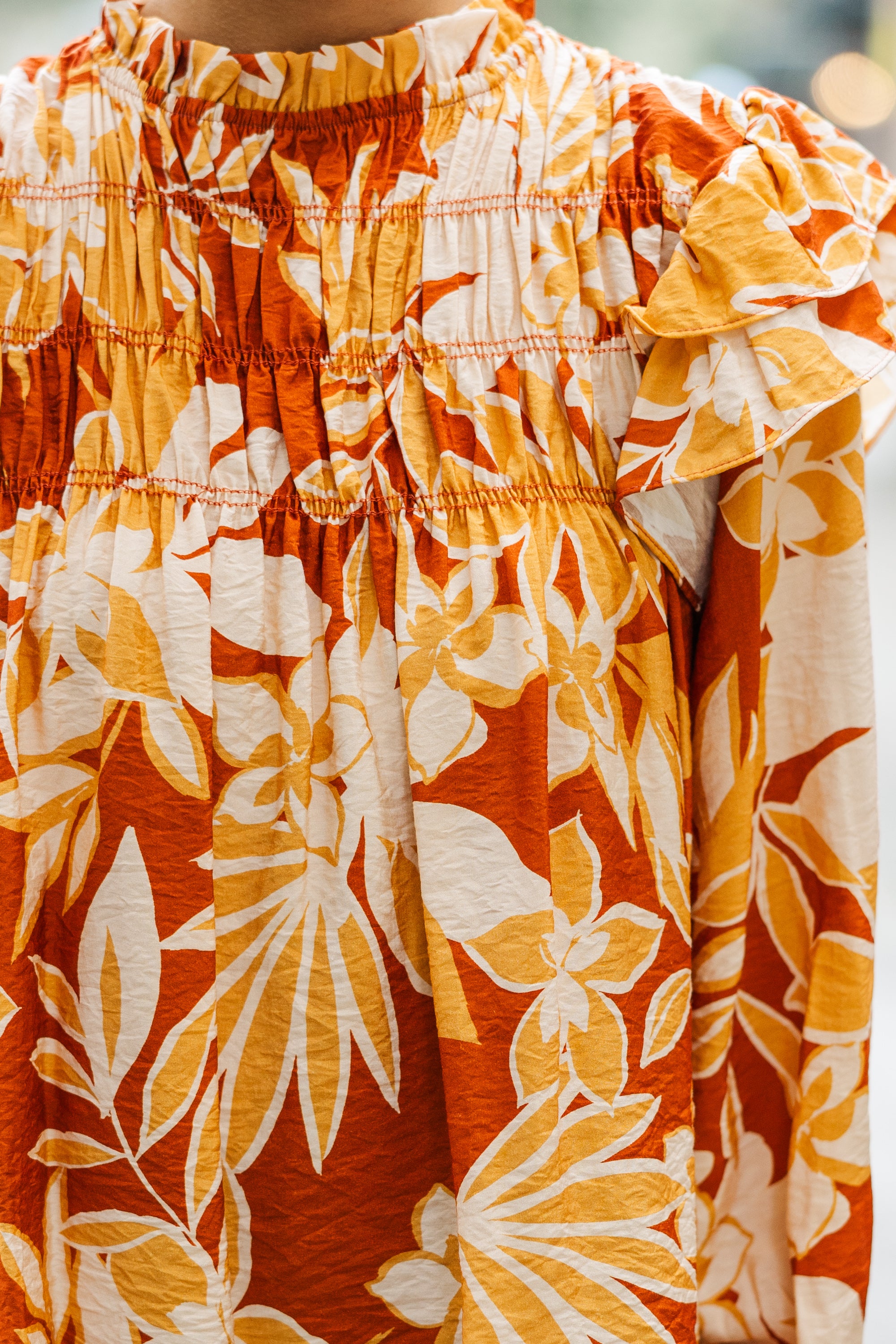 Mustard Yellow Floral Back-to-Back Blouse
