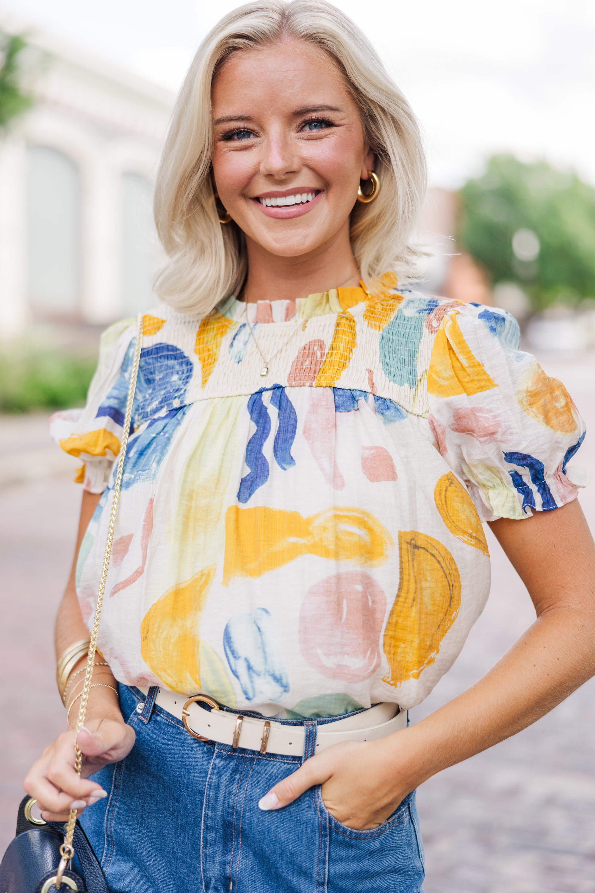 Be There For You! Stunning Yellow Abstract Blouse