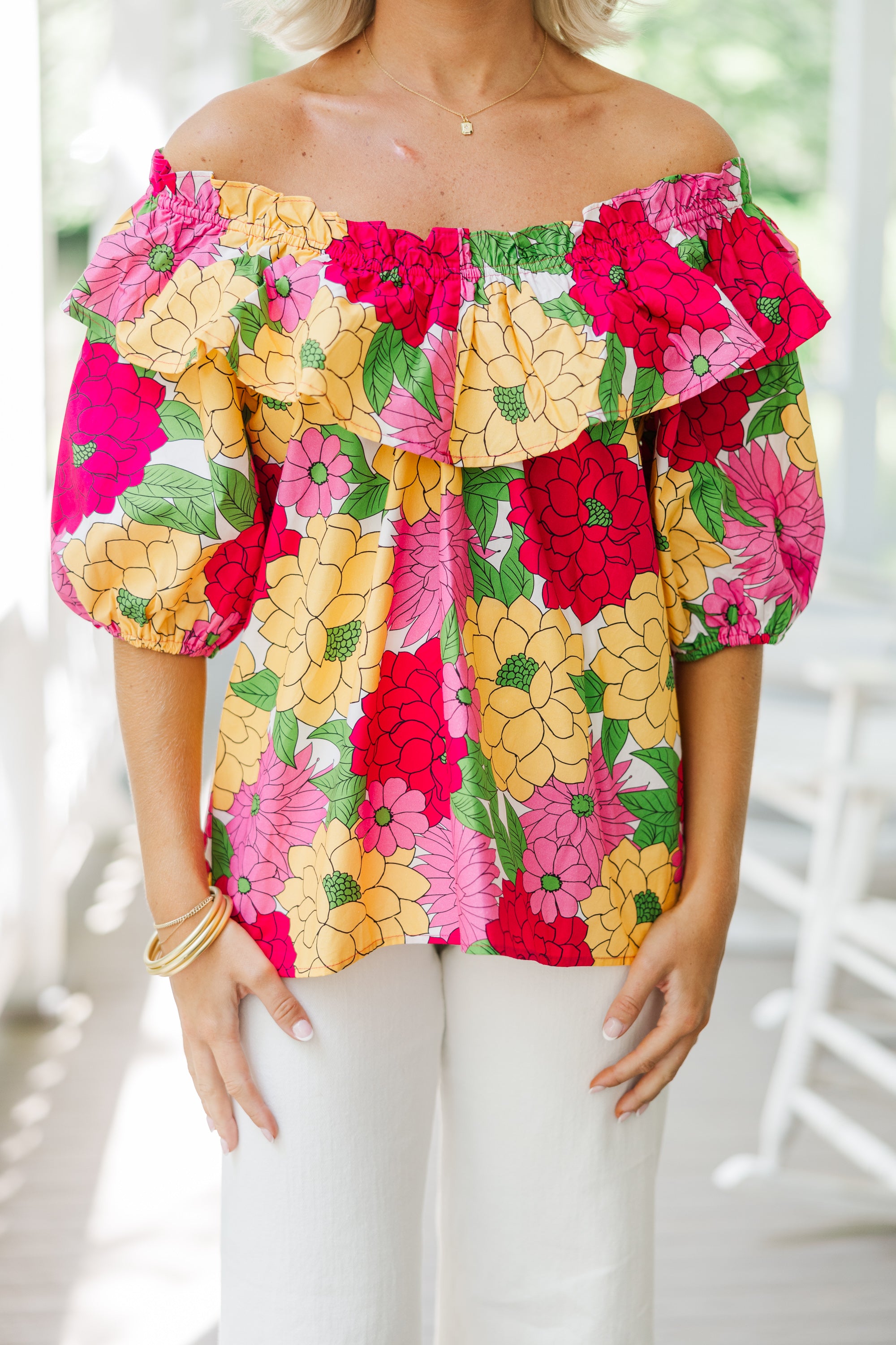 Gorgeous Fuchsia Pink Floral Blouse: Stand Out in Style!