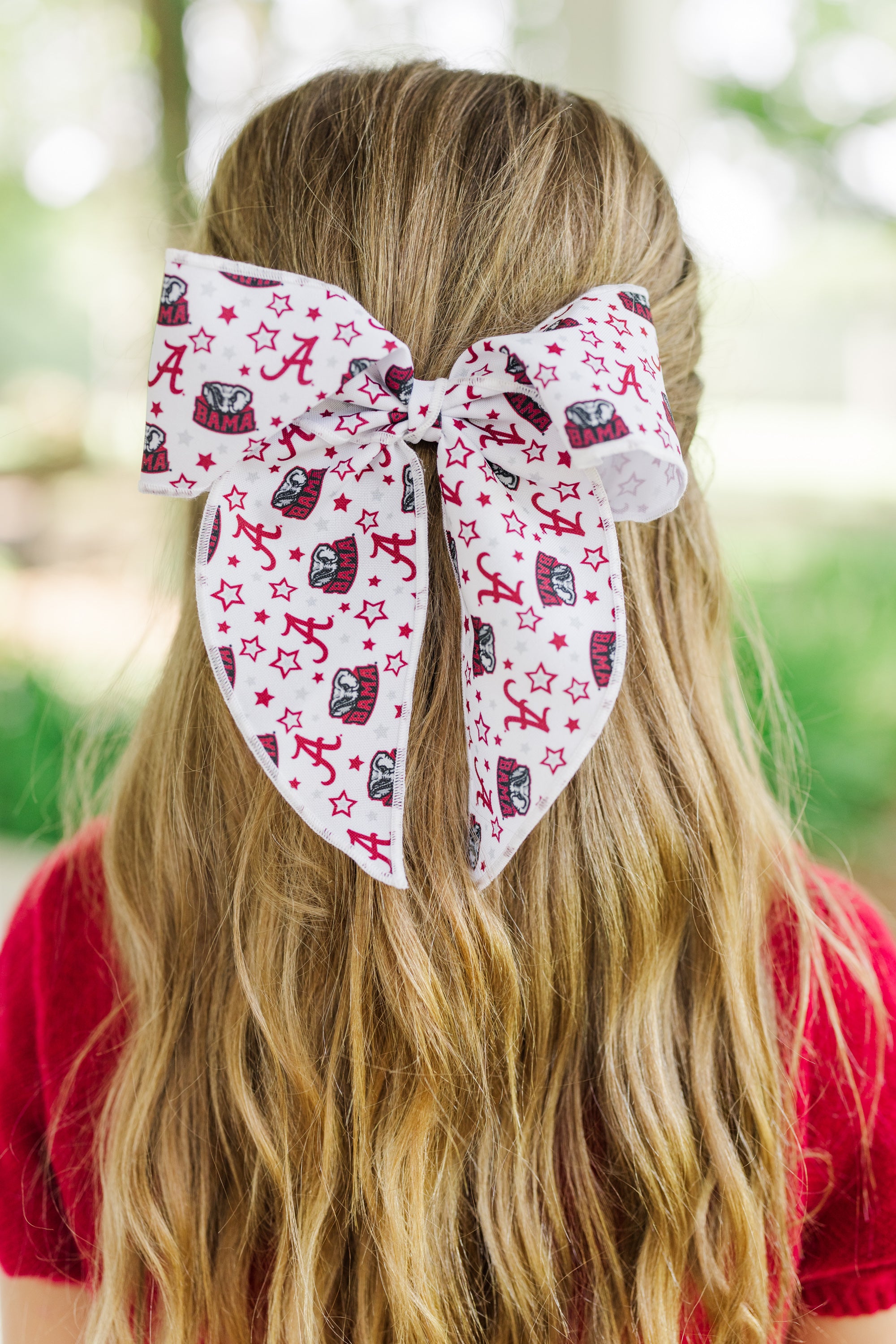 Girls: Unleash Team Spirit with AL Crimson Hair Bow