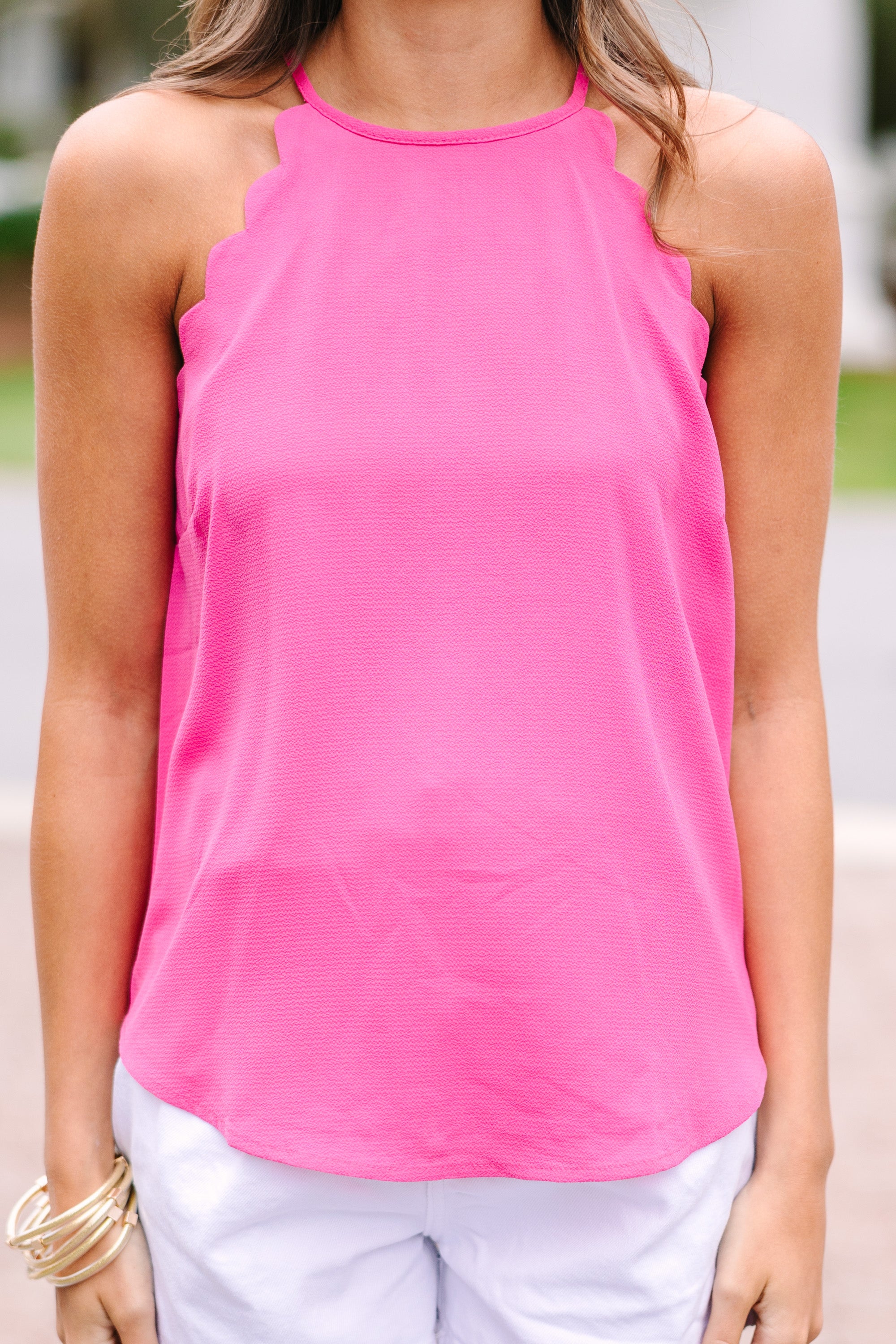 Stunning Good News Fuchsia Pink Scalloped Tank - Make a Bold Fashion Statement!