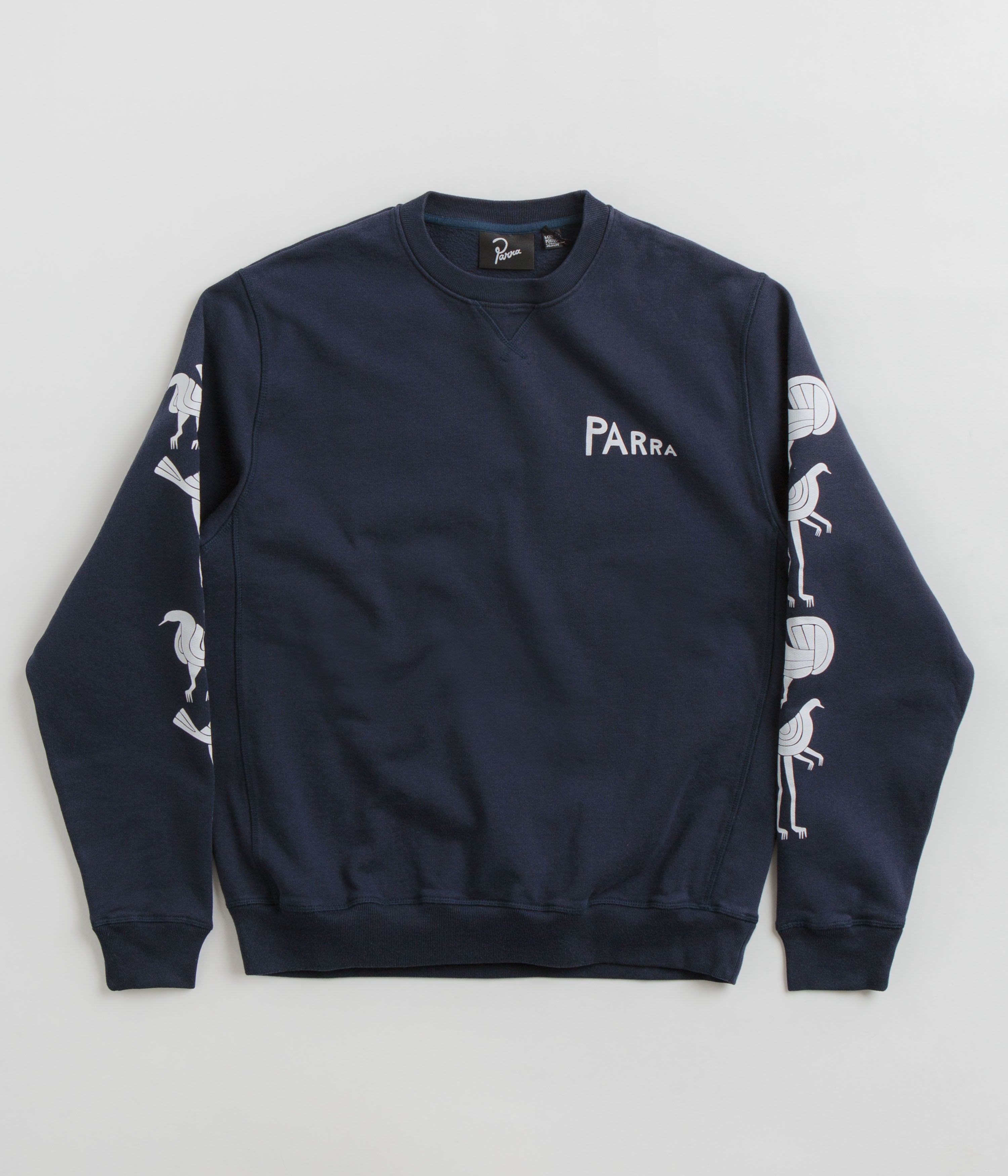 by Parra's Stunning Fancy Pigeon Crewneck Sweatshirt in Midnight Blue