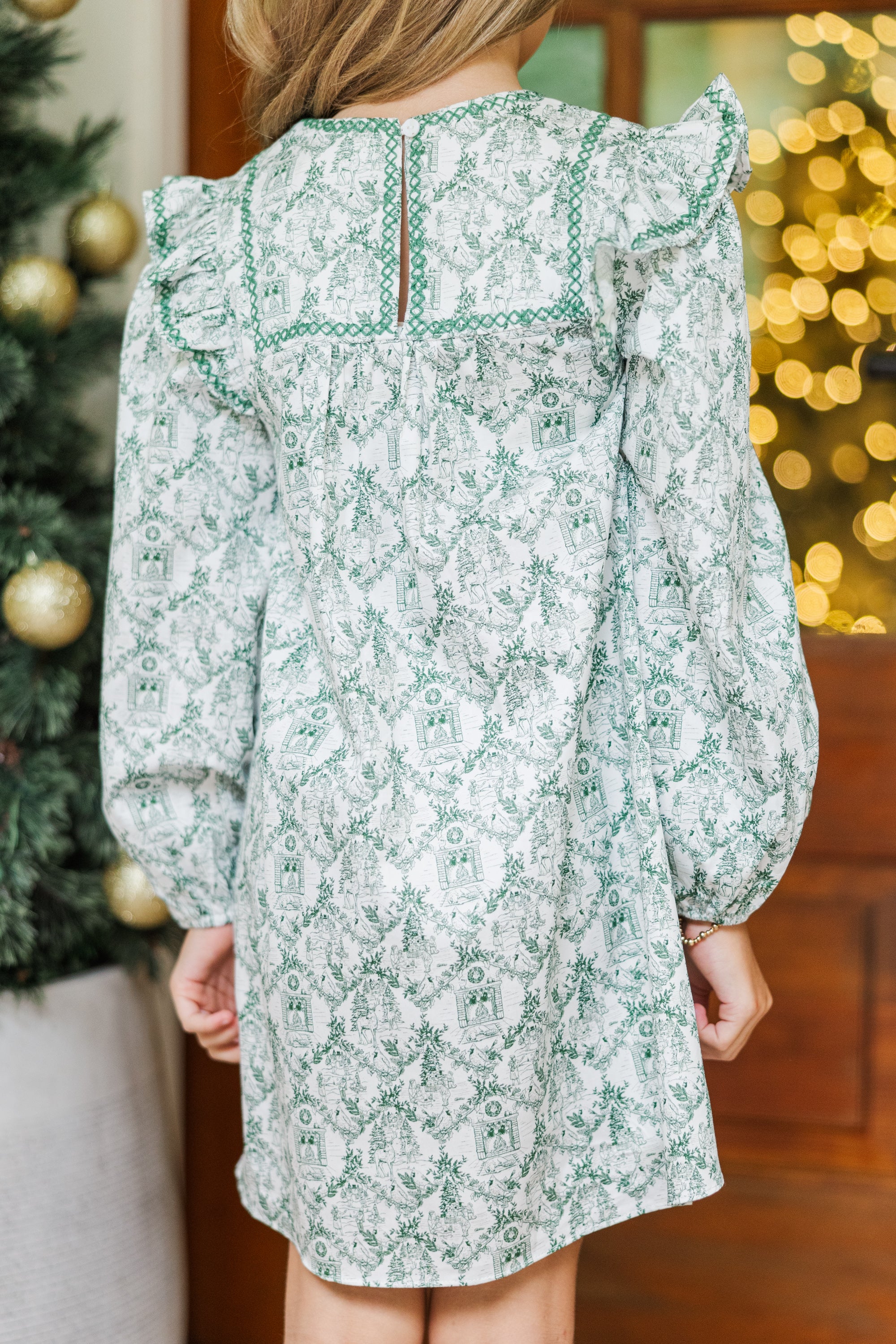 Girls' Dreamy Cream Toile Print Babydoll Dress: See It Through!