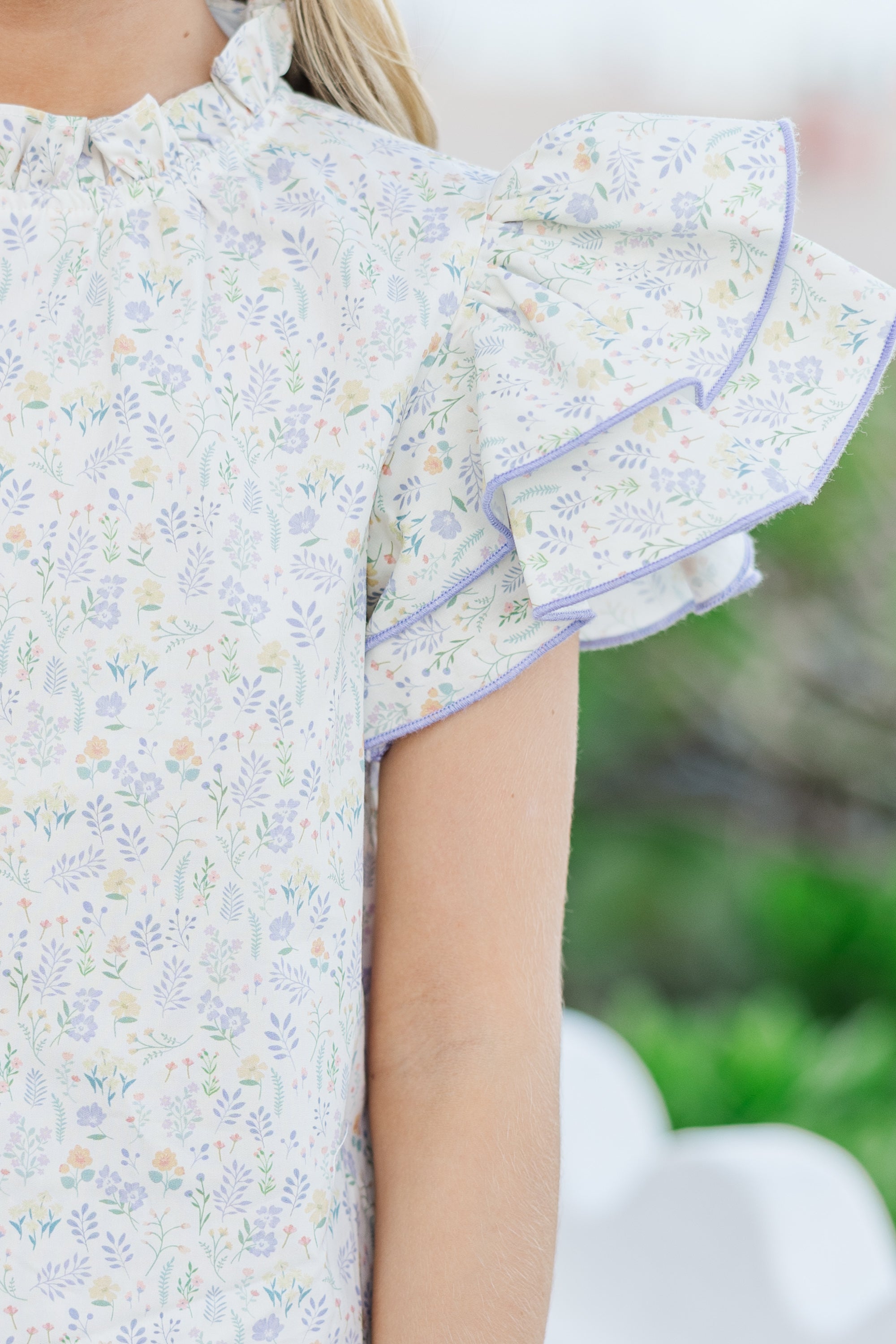 Irresistible Yellow Ditsy Floral Blouse for Girls