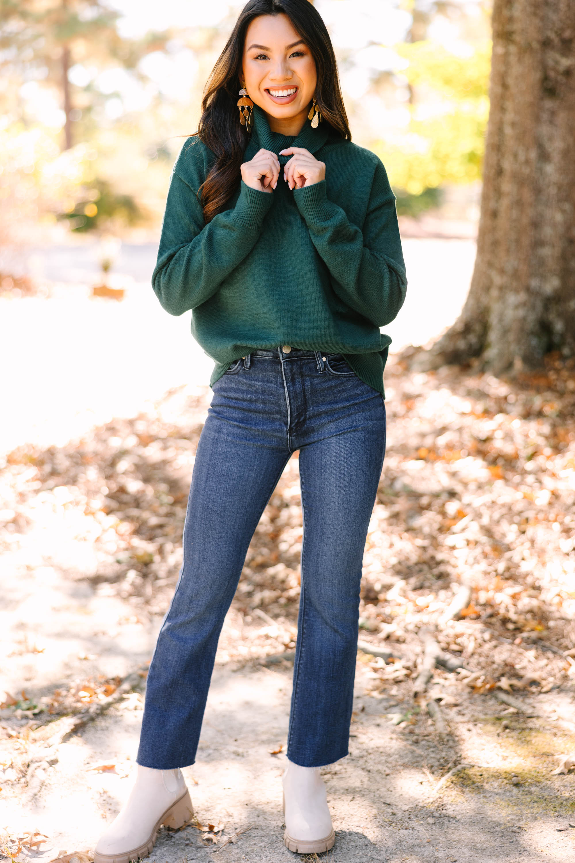 Hunter Green Turtleneck Sweater: Feel Your Best!