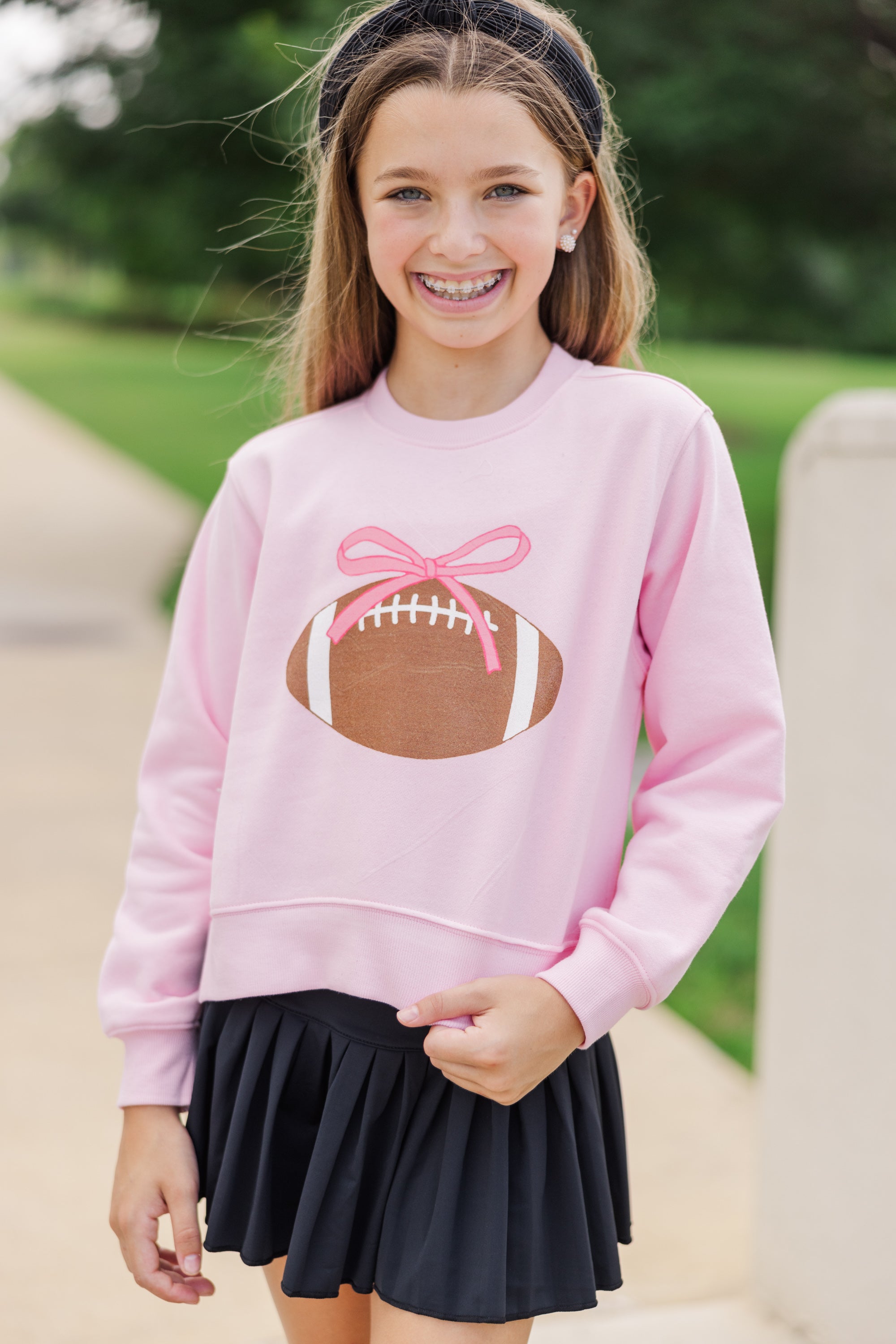 Girls' Pink Play Ball Graphic Sweatshirt - Irresistible for Game Days!