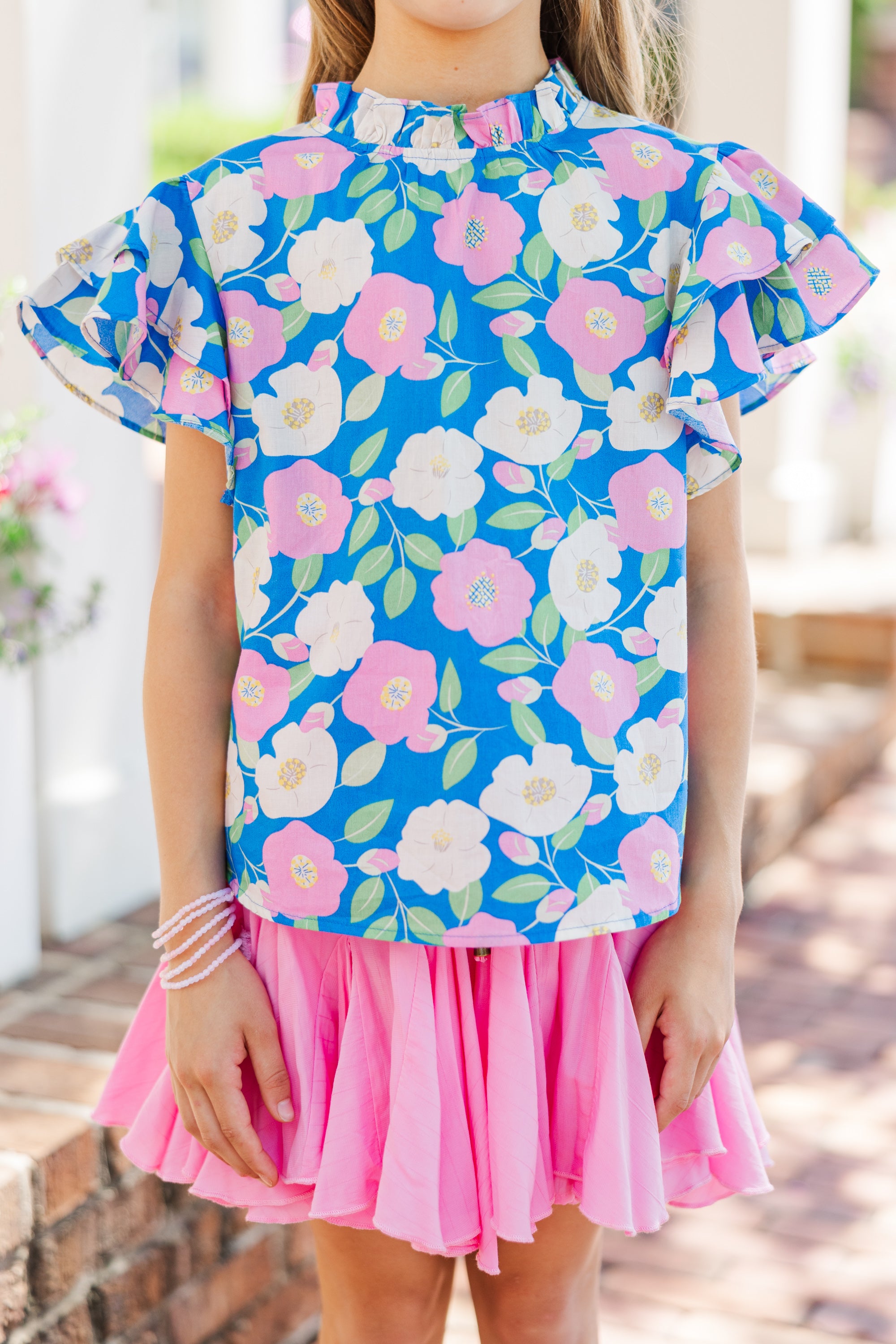 Adorable Girls' Heart - Stealing Blue Floral Blouse