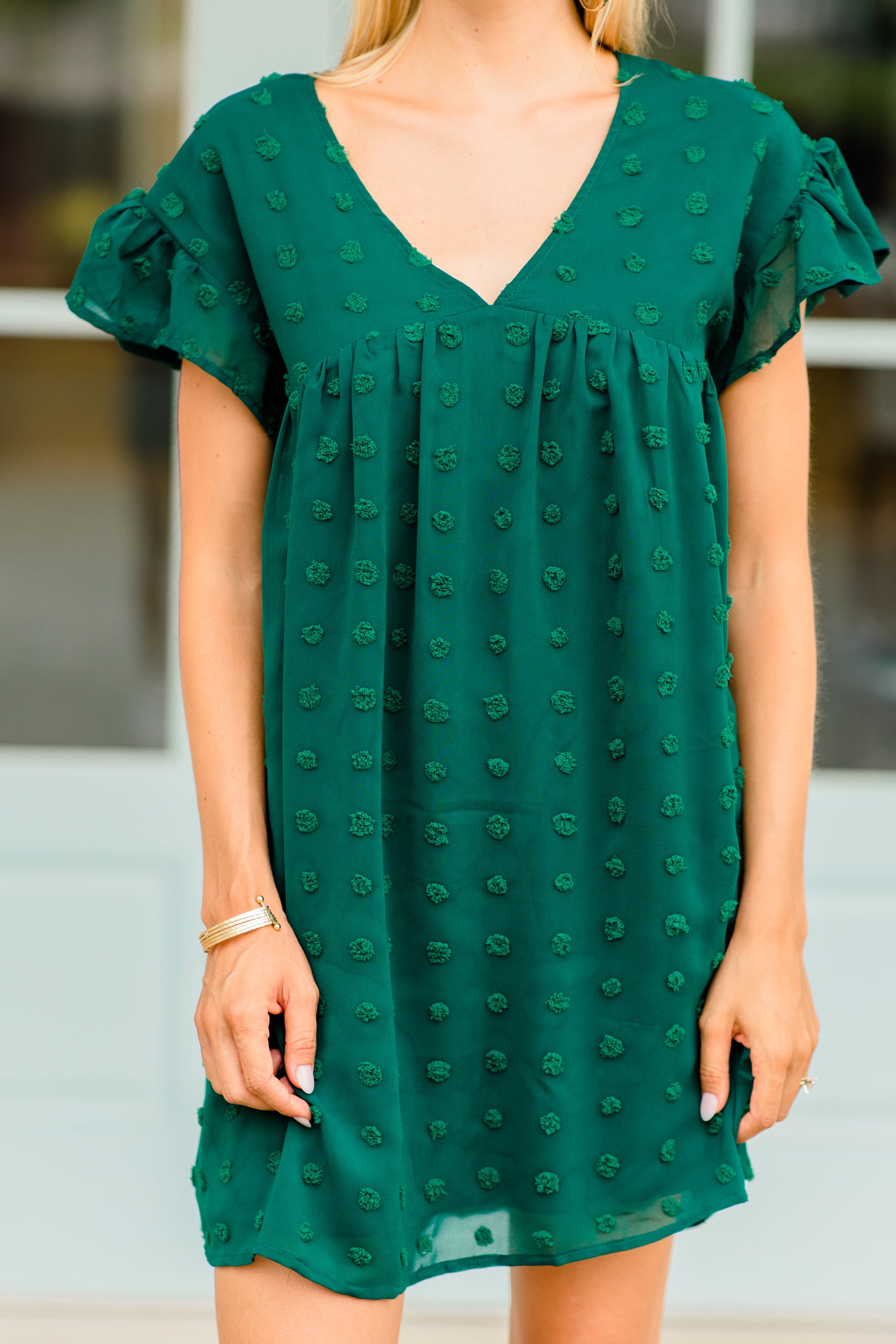 Hunter Green Swiss Dot 'Be With You' Dress - The Must - Have Fashion Piece