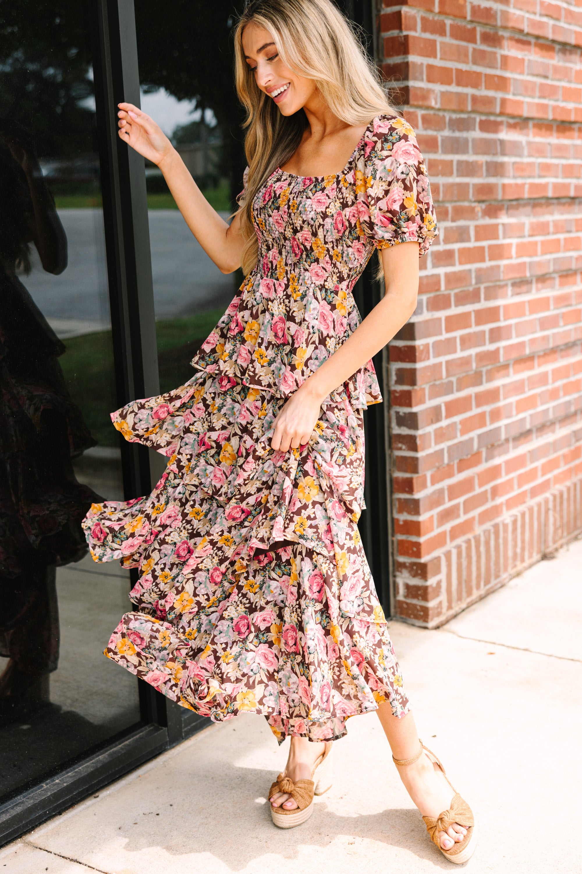 Gorgeous Brown Floral Maxi Dress for Fabulous Days
