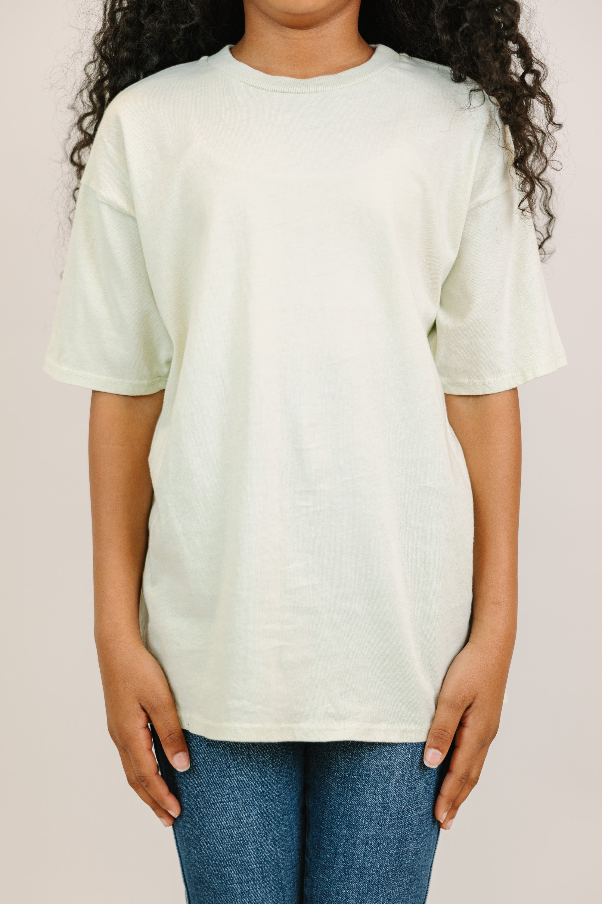 Gorgeous Girls' Sage Green Oversized Tee - Grab Yours Now!