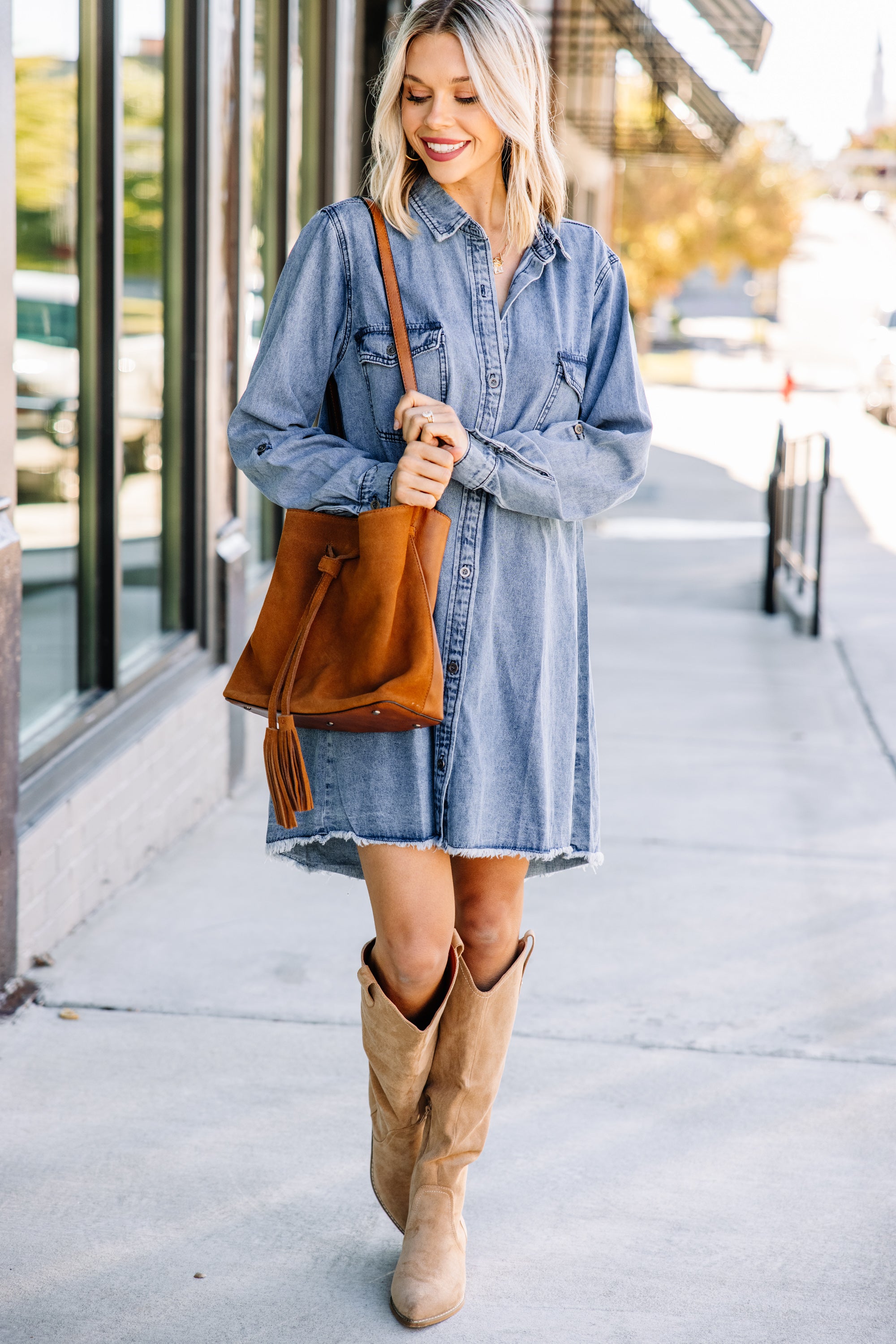 Stunning Denim Blue Chambray 'Back To You' Dress