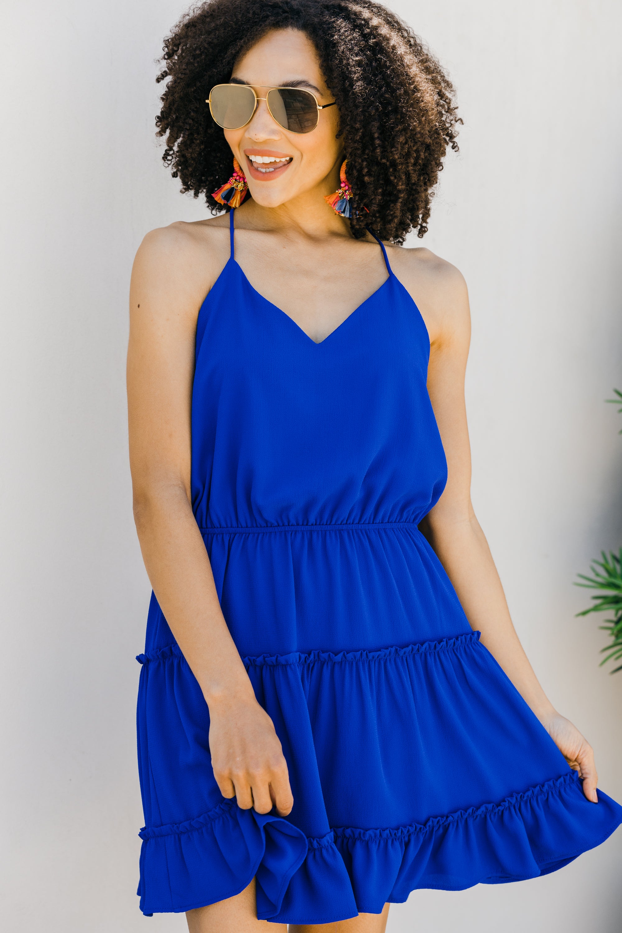Absolutely Irresistible Royal Blue Ruffled Summer Sun Dress