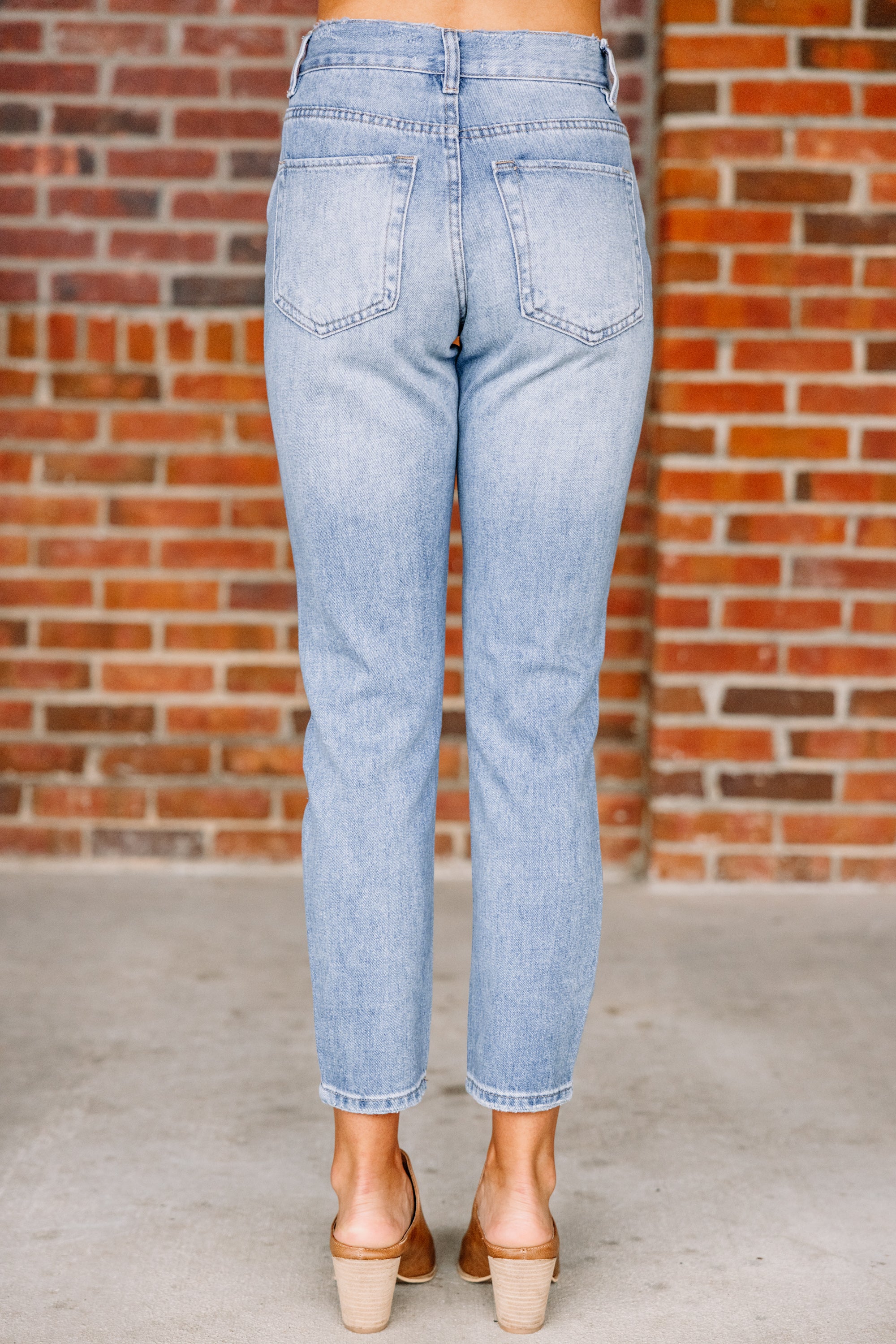 Be There For You Trendy Medium Wash Distressed Jeans