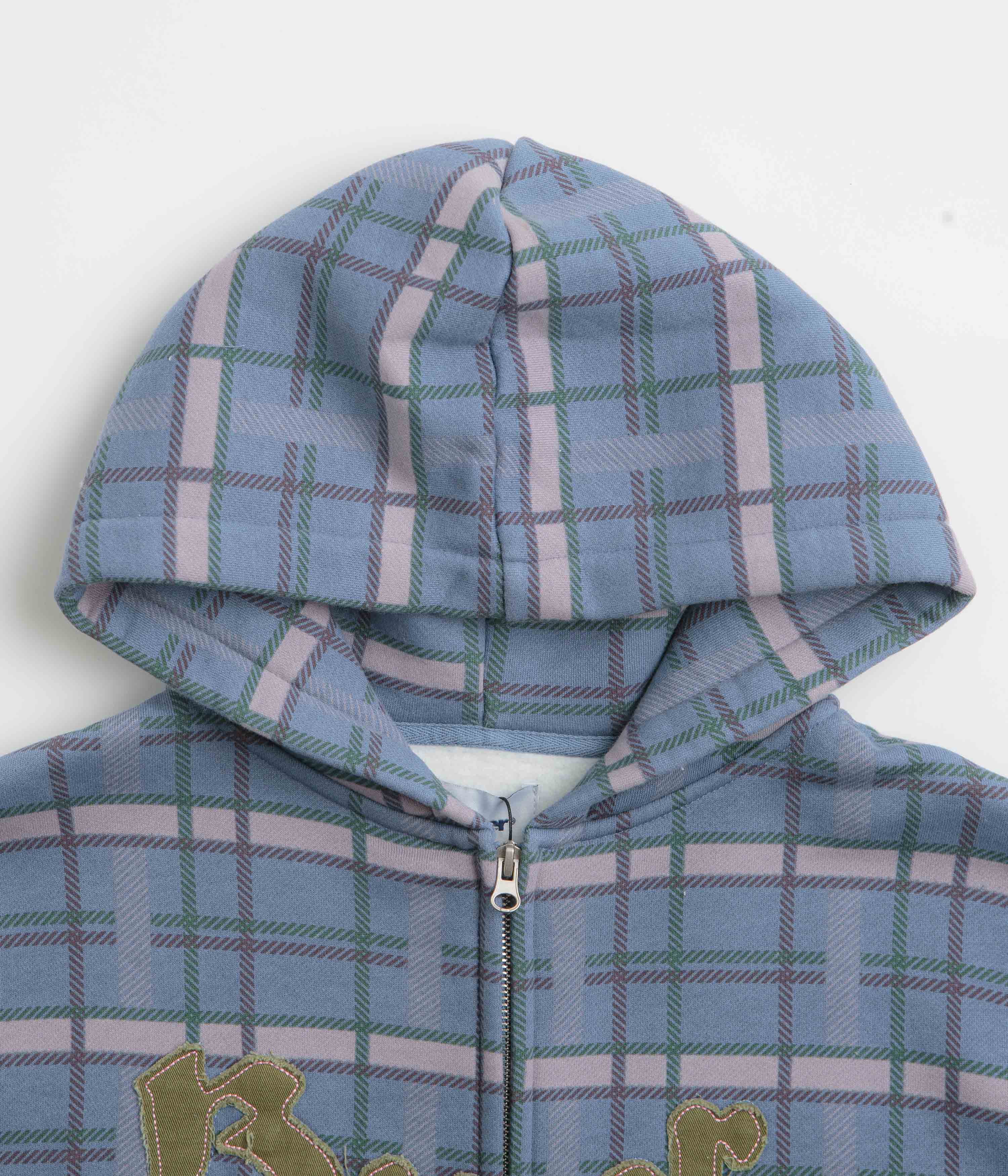 Butter Goods Edge Applique Zip-Thru Hoodie - Stylish Plaid